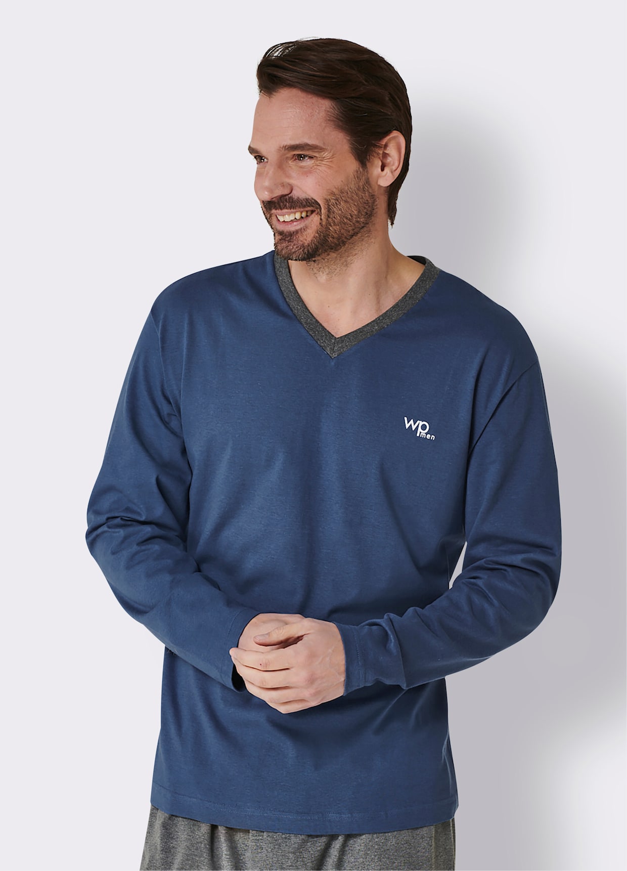 wäschepur men Schlafanzug-Shirts - jeansblau + anthrazit-meliert