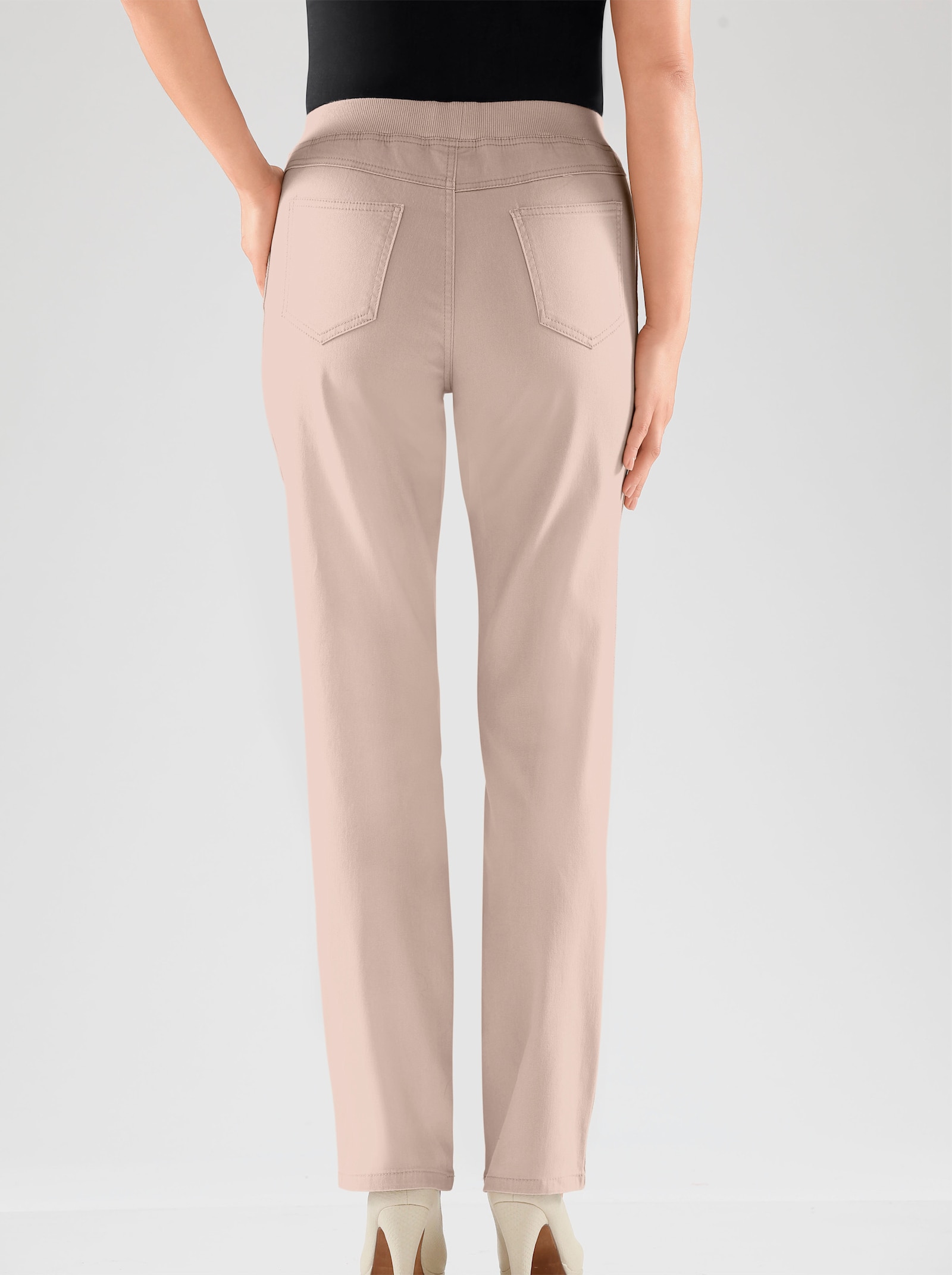 Strečové džíny s elastickým pasem - písková