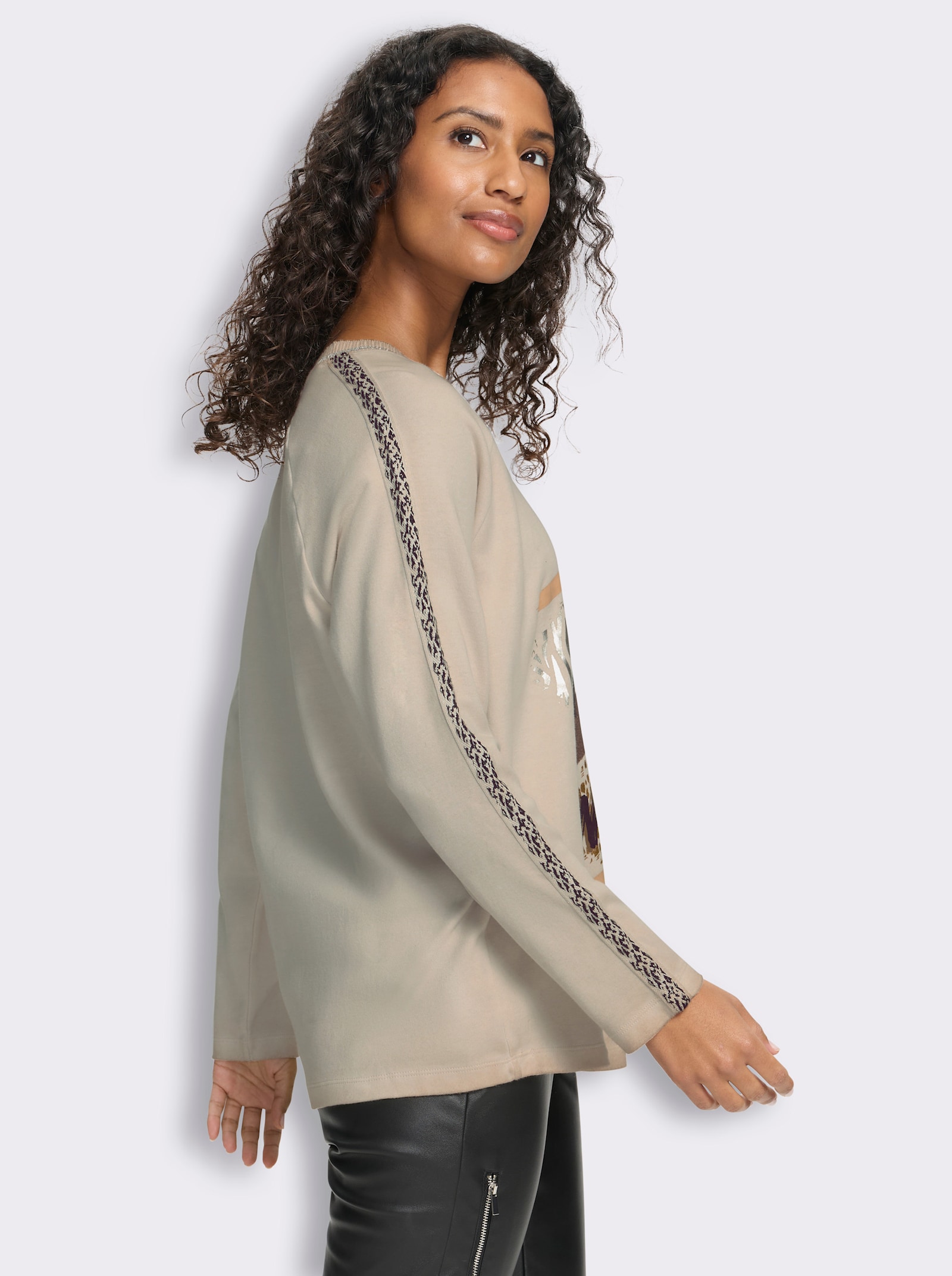heine Langarmshirt mit Frontprint - sand