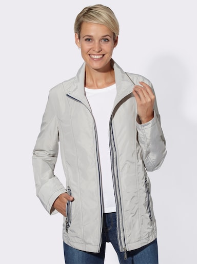 Übergangsjacke mit kontrastfarbigen Ziernähten - stein