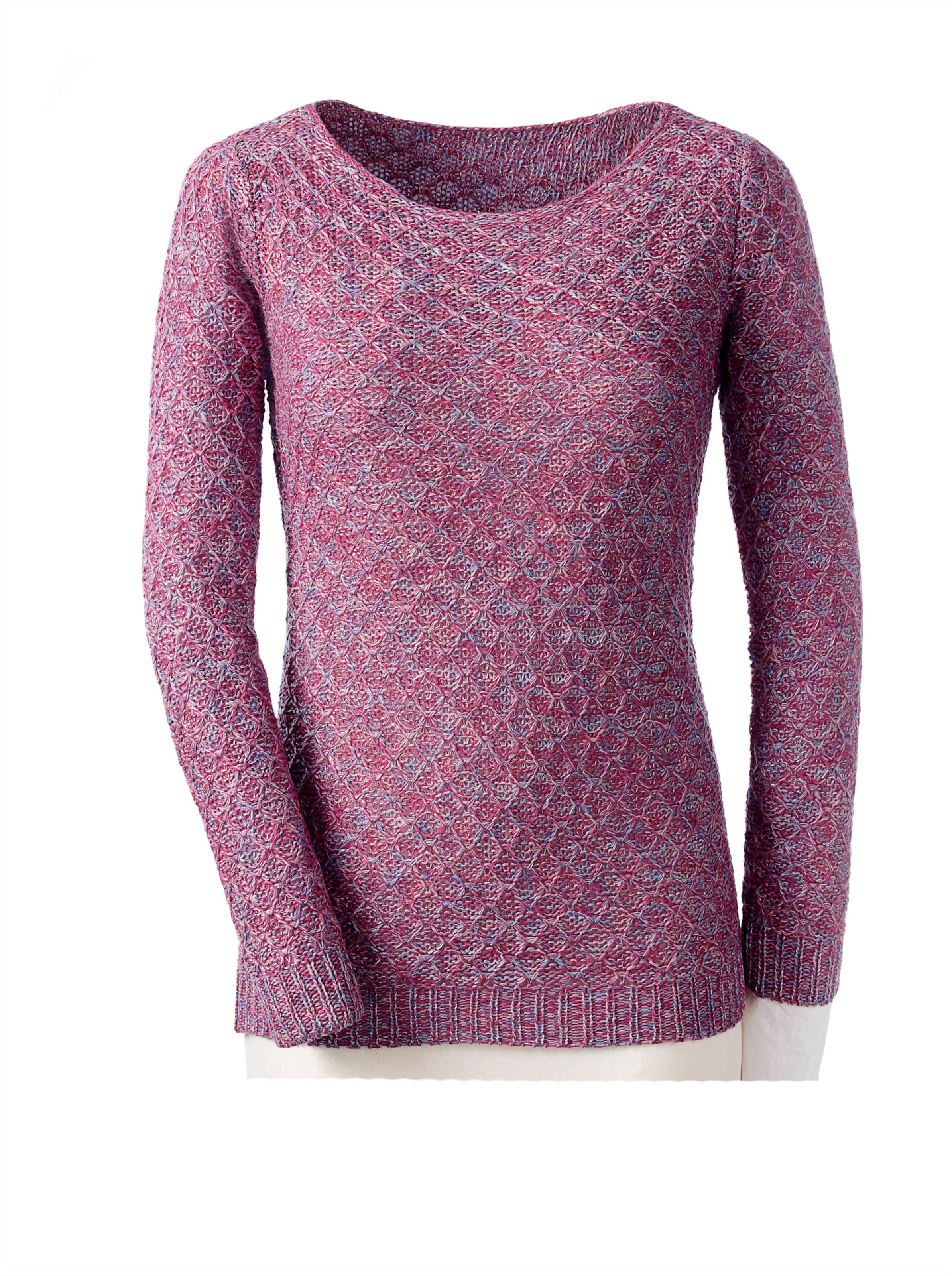 Inspirationen Damen Fuchsia Gemustert Rundhalspullover "Pullover" von Baur - Bild 4
