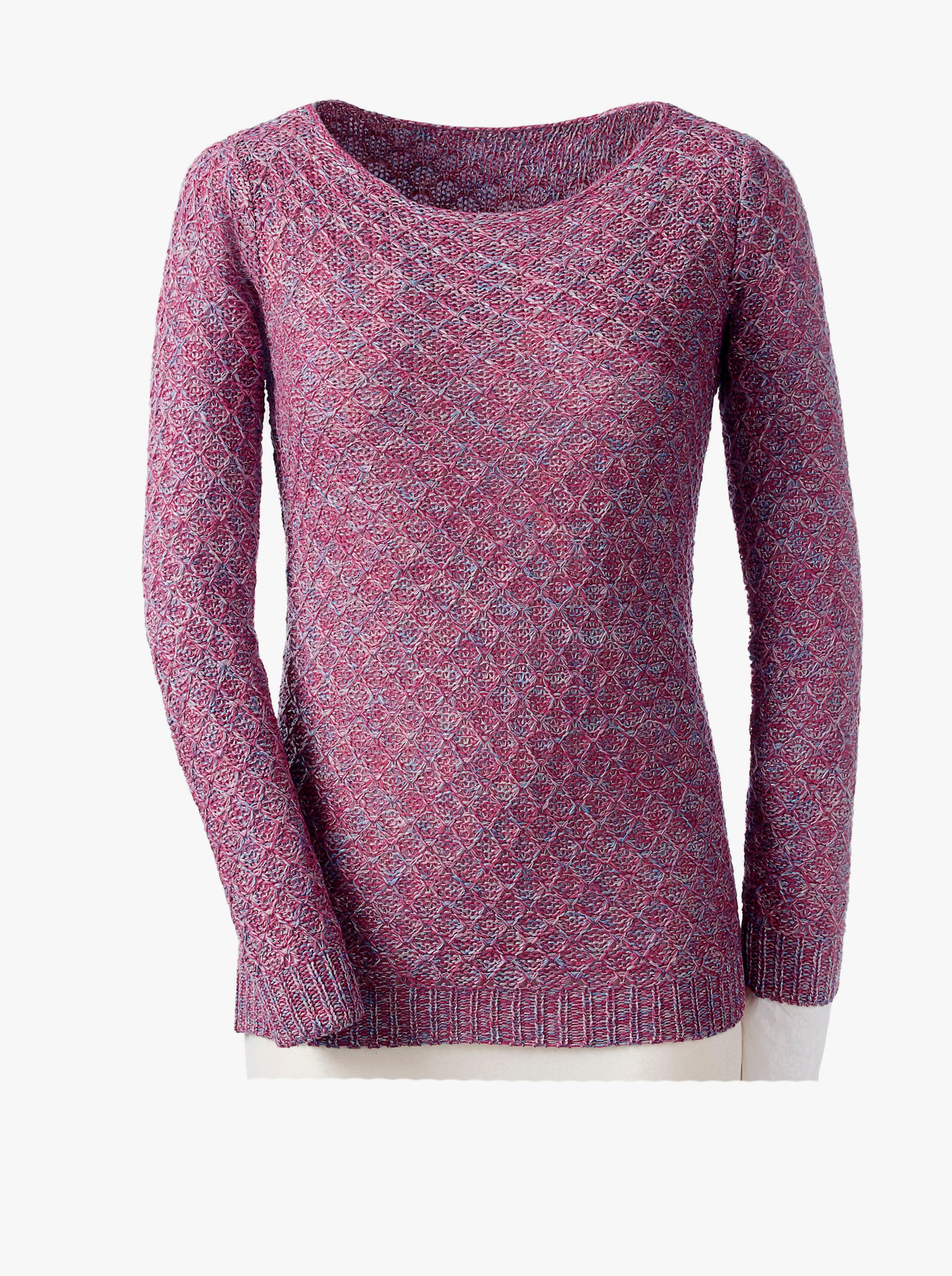 Rundhalspullover mit Multicolor-Garn - fuchsia-gemustert