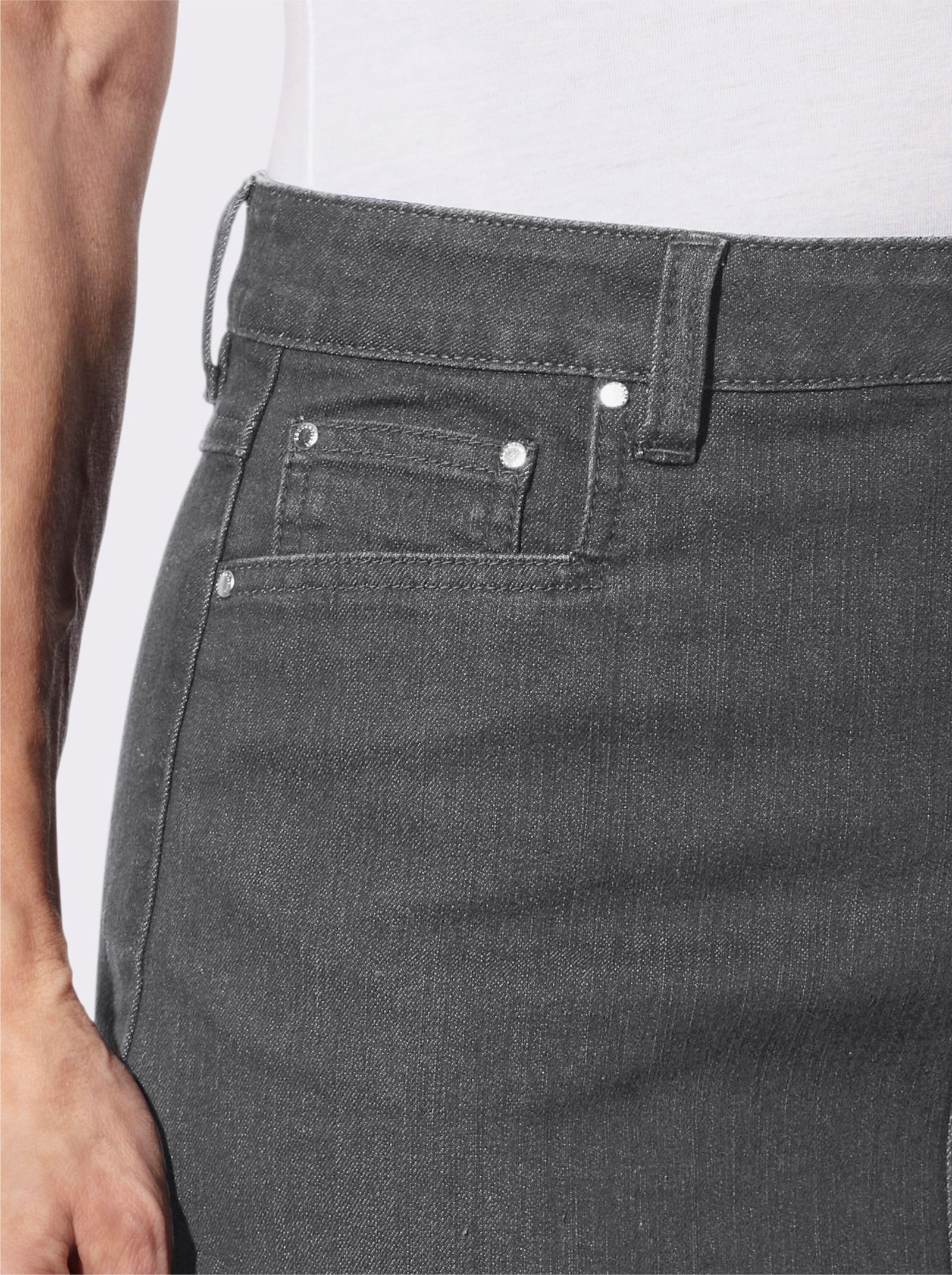 Jeansrock mit verdecktem Gehschlitz, wärmend - grey-denim