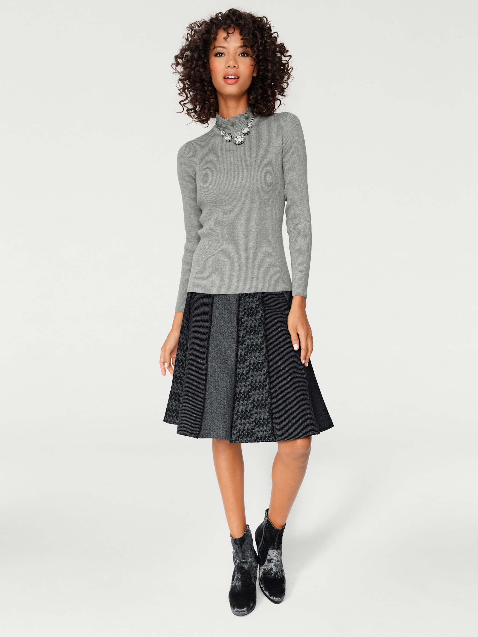 heine Stehkragenpullover in figurbetonender Form - silbergrau