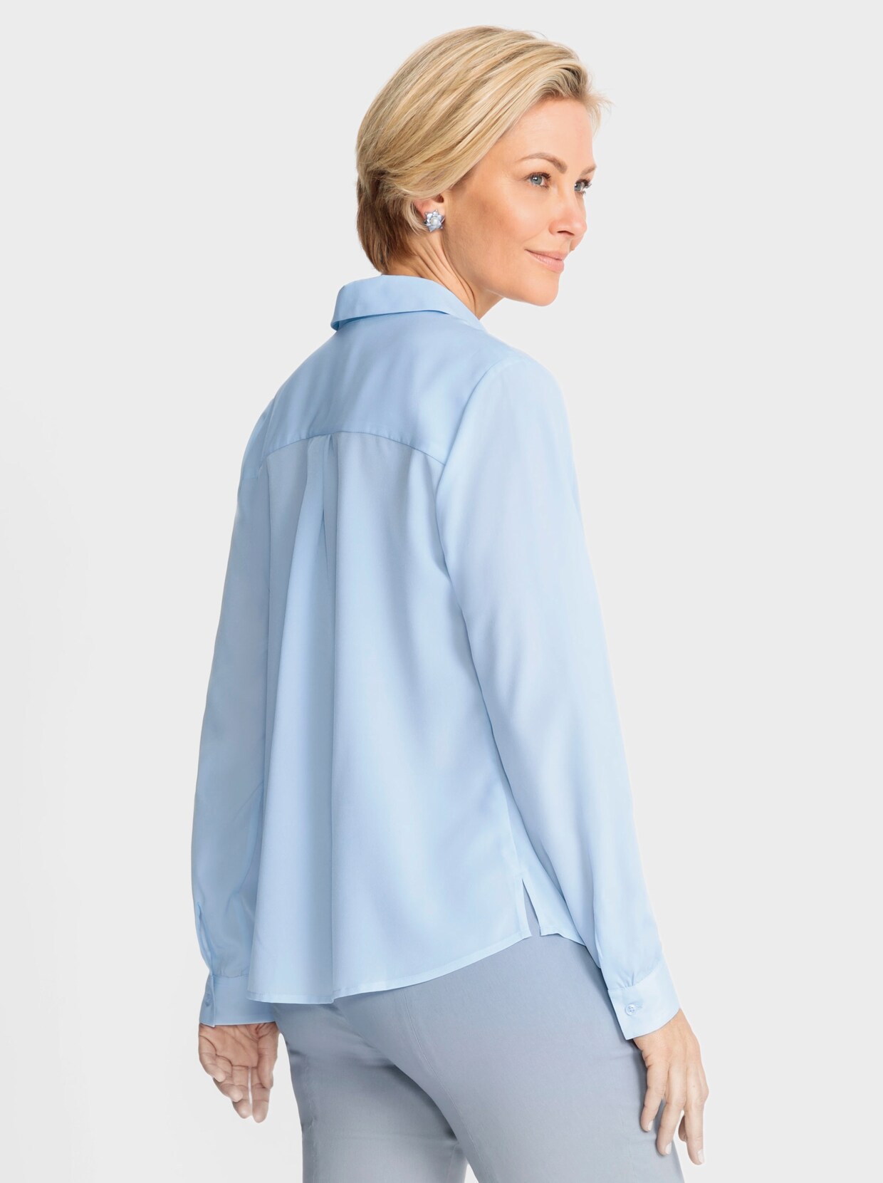 Langarm-Bluse - hellblau