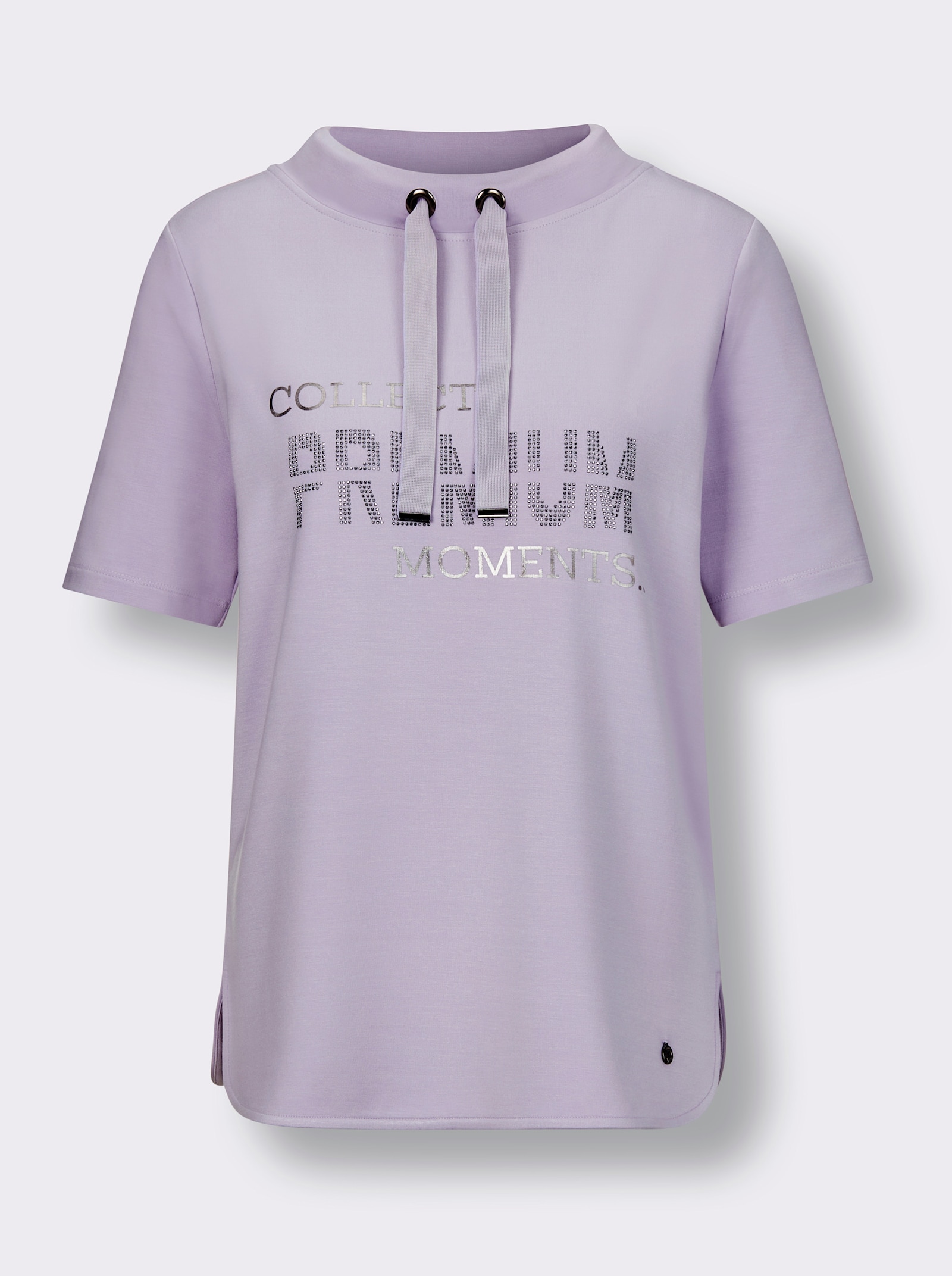 CREATION L PREMIUM Sweatshirt mit Folienprint und Glitzersteinchen - flieder