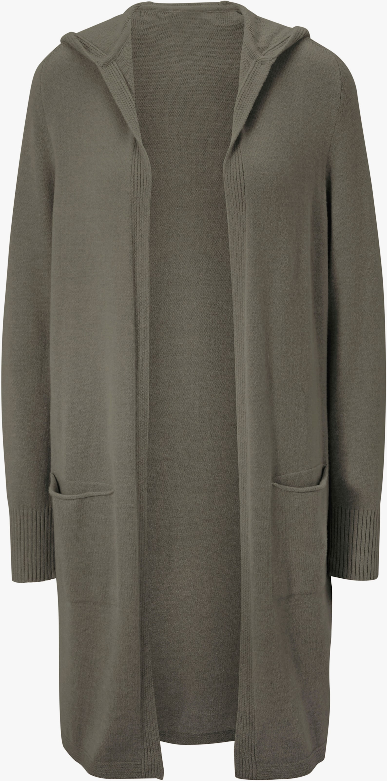 heine Longstrickjacke mit Kapuze - oliv