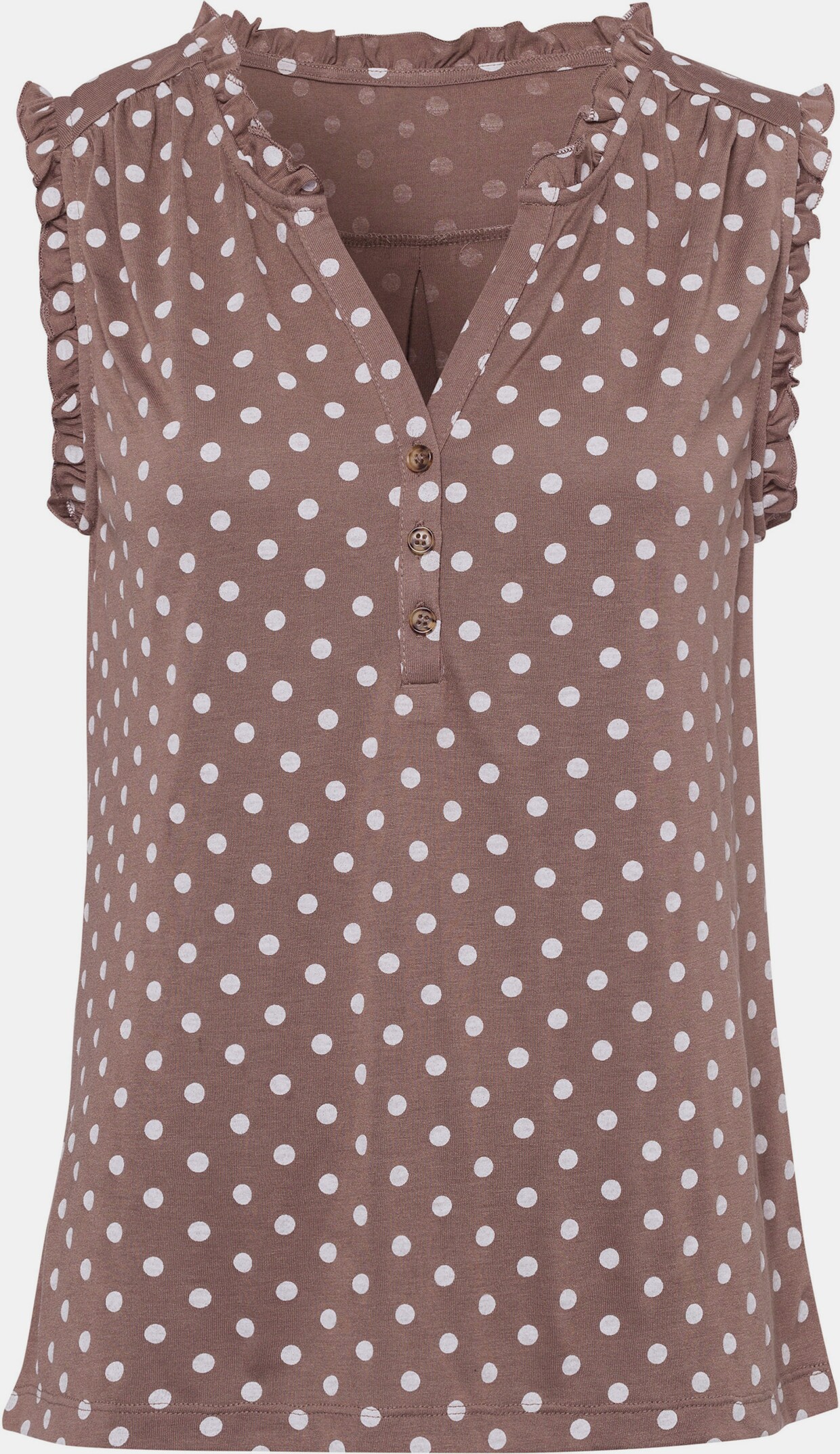 LASCANA Tanktop - wit gestippeld, taupe gestippeld