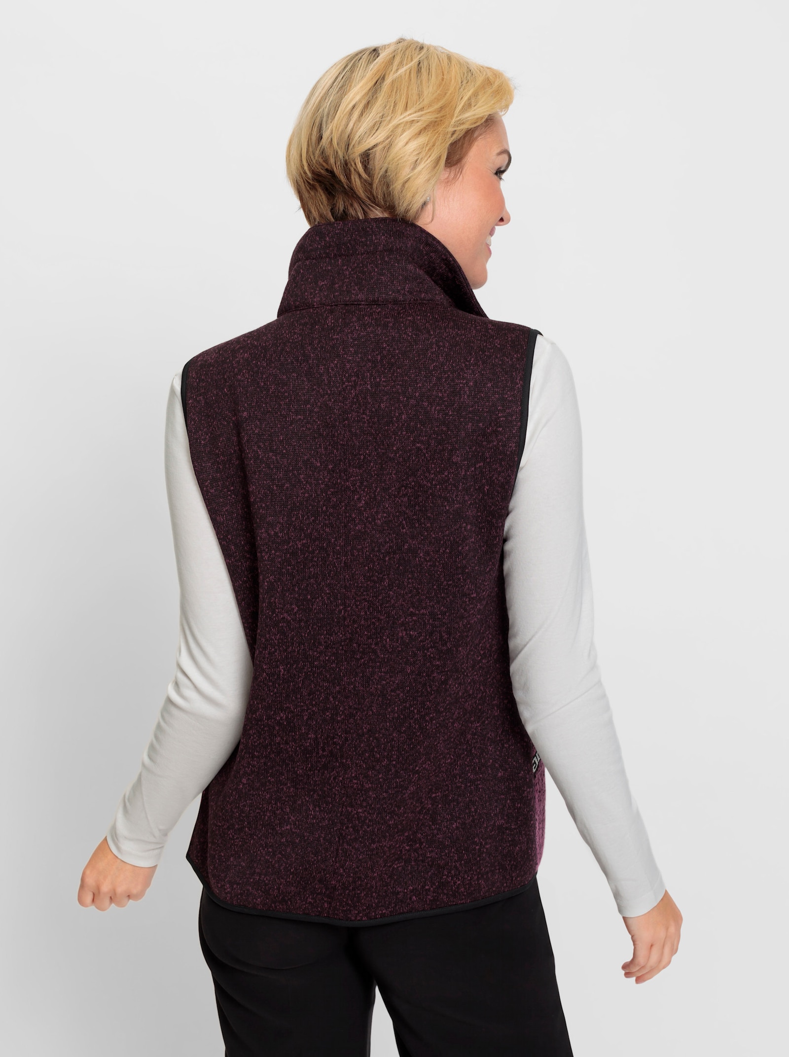 Fleecegilet met contrastpaspel - heide/zwart gemêleerd