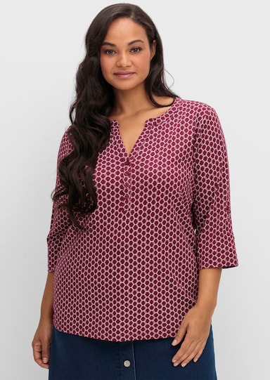 3/4-Arm-Shirt mit krempelbaren Ärmeln - bordeaux-bedruckt