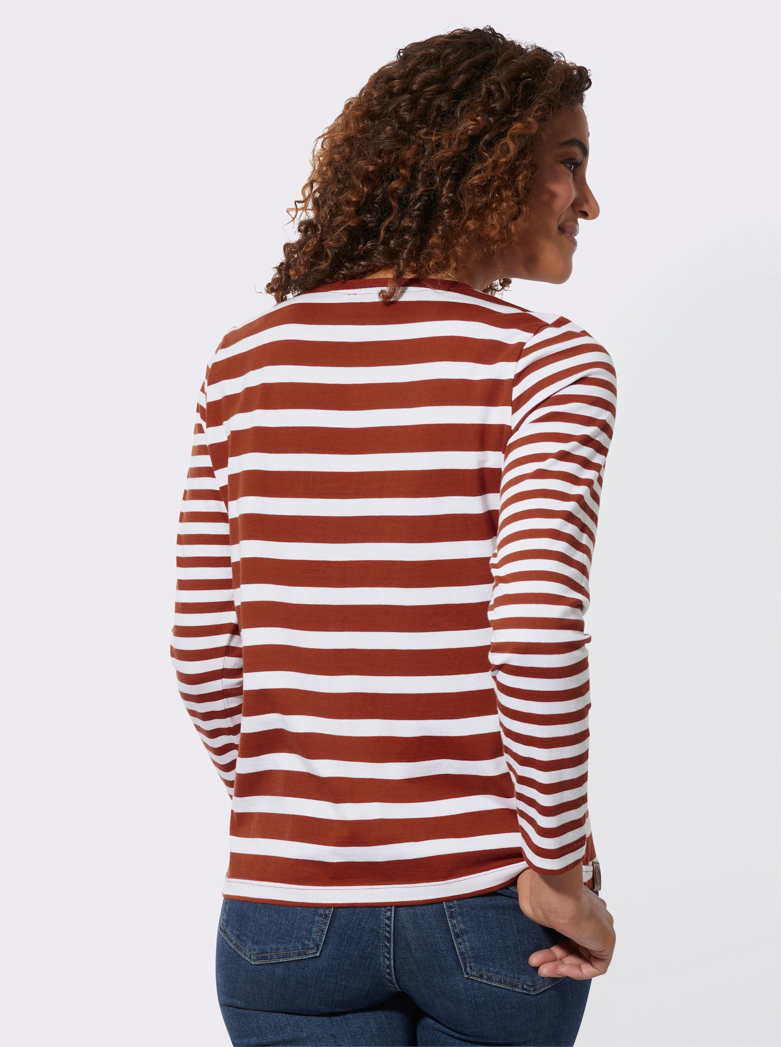 Shirt met streepjespatroon - roestrood/wit gestreept