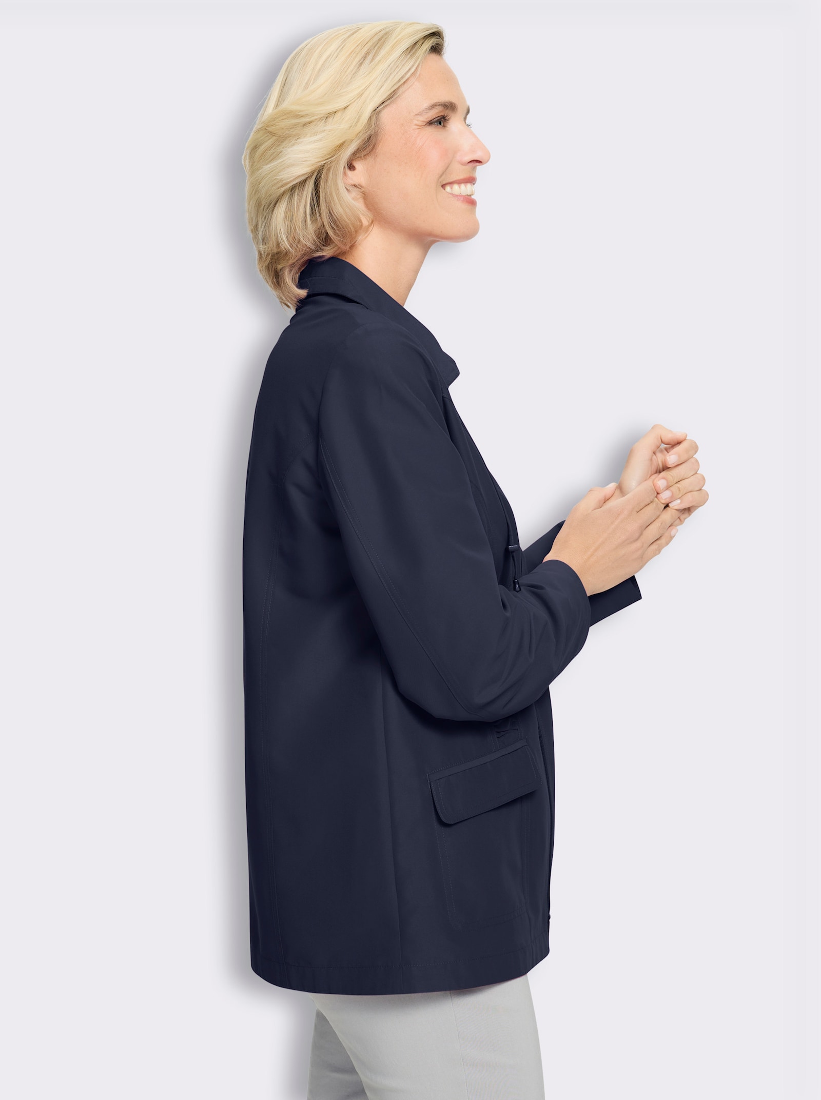Jacke mit Raffungen im Vorderteil - marine