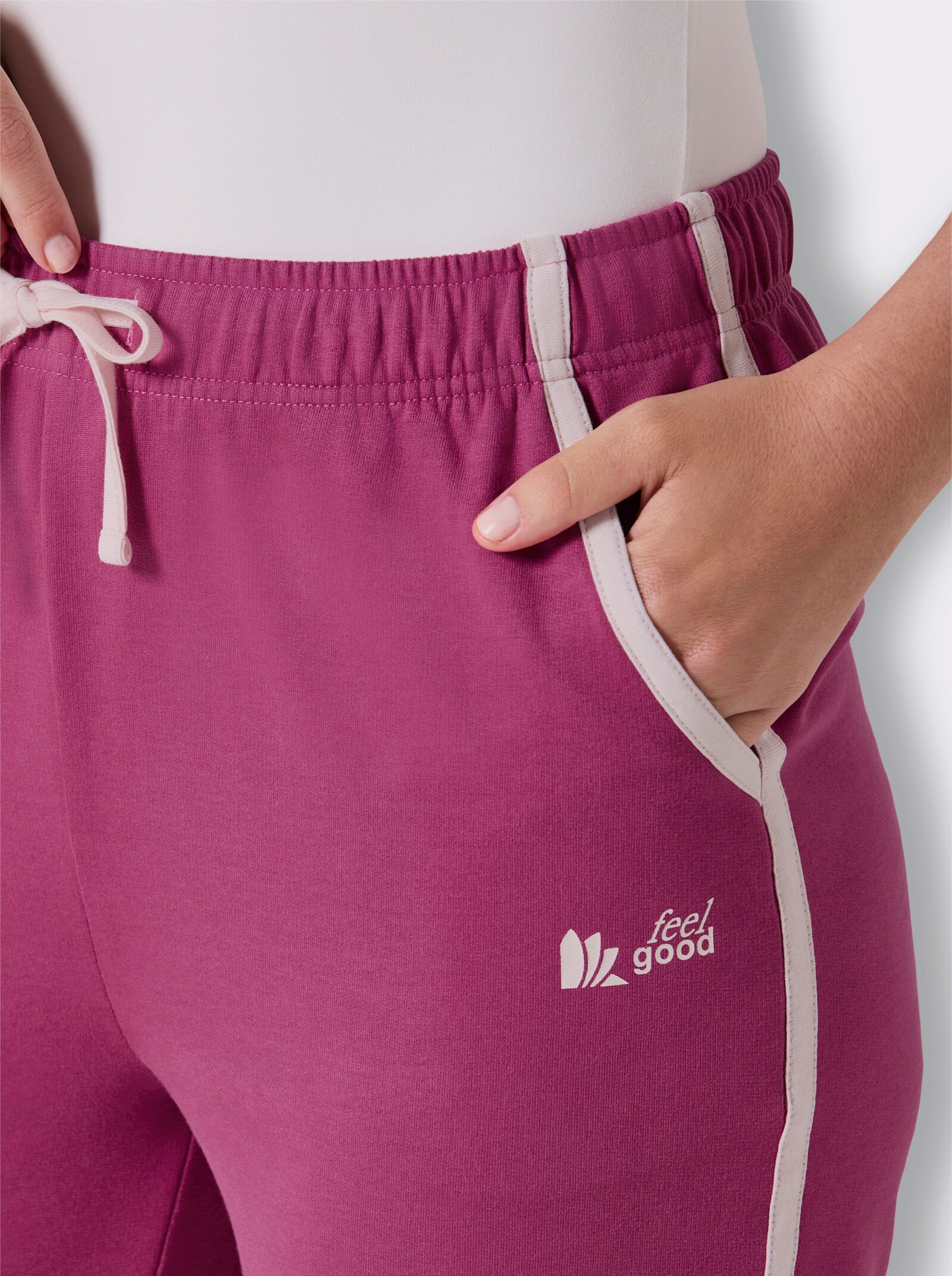 feel good Dehnbund-Hose mit Kontrast-Details - erika-hellrosé