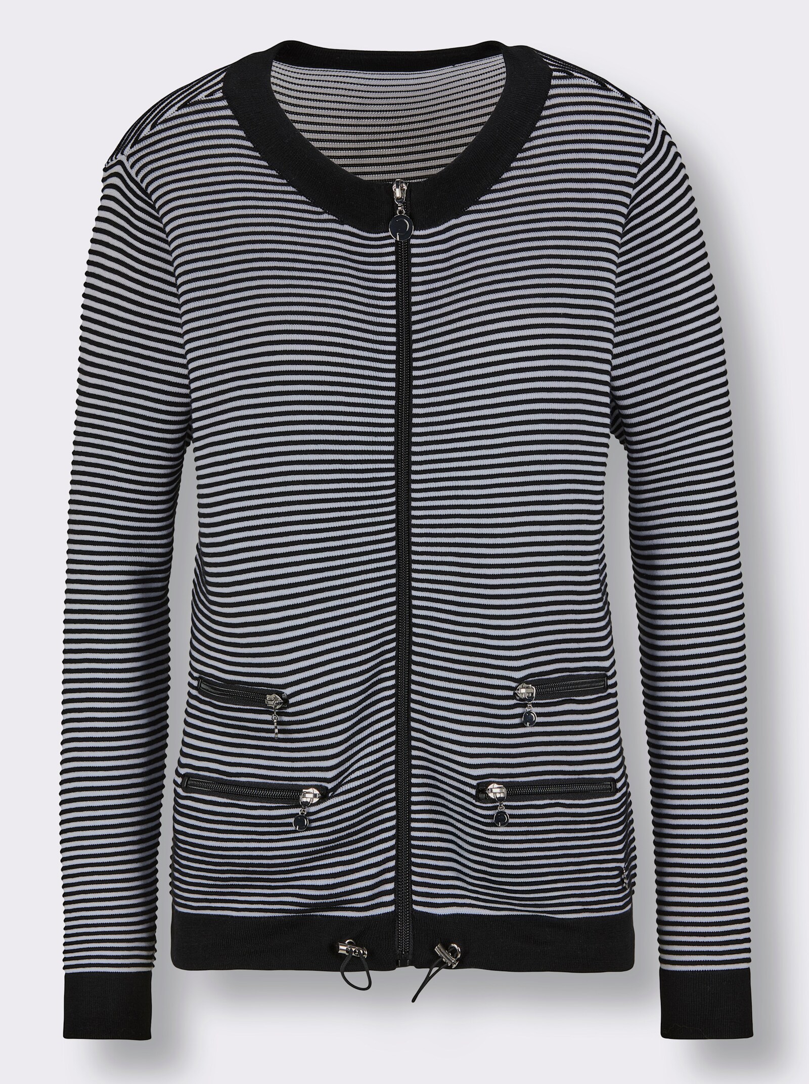 CREATION L PREMIUM Strickjacke in Ripp-Qualität - schwarz-weiß