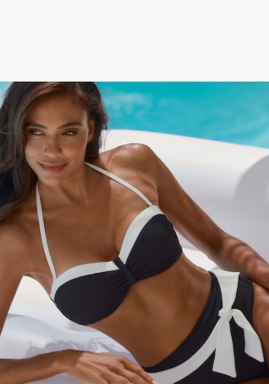 LASCANA Bügel-Bandeau-Bikini-Top - schwarz-creme