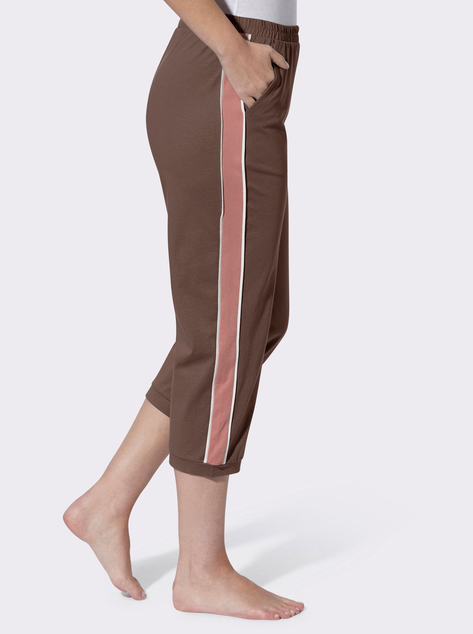 Freizeithose mit Galonstreifen - schoko