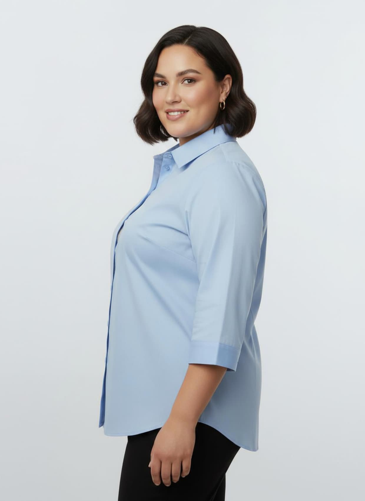 Hemdbluse mit 3/4-Ärmeln - bleu