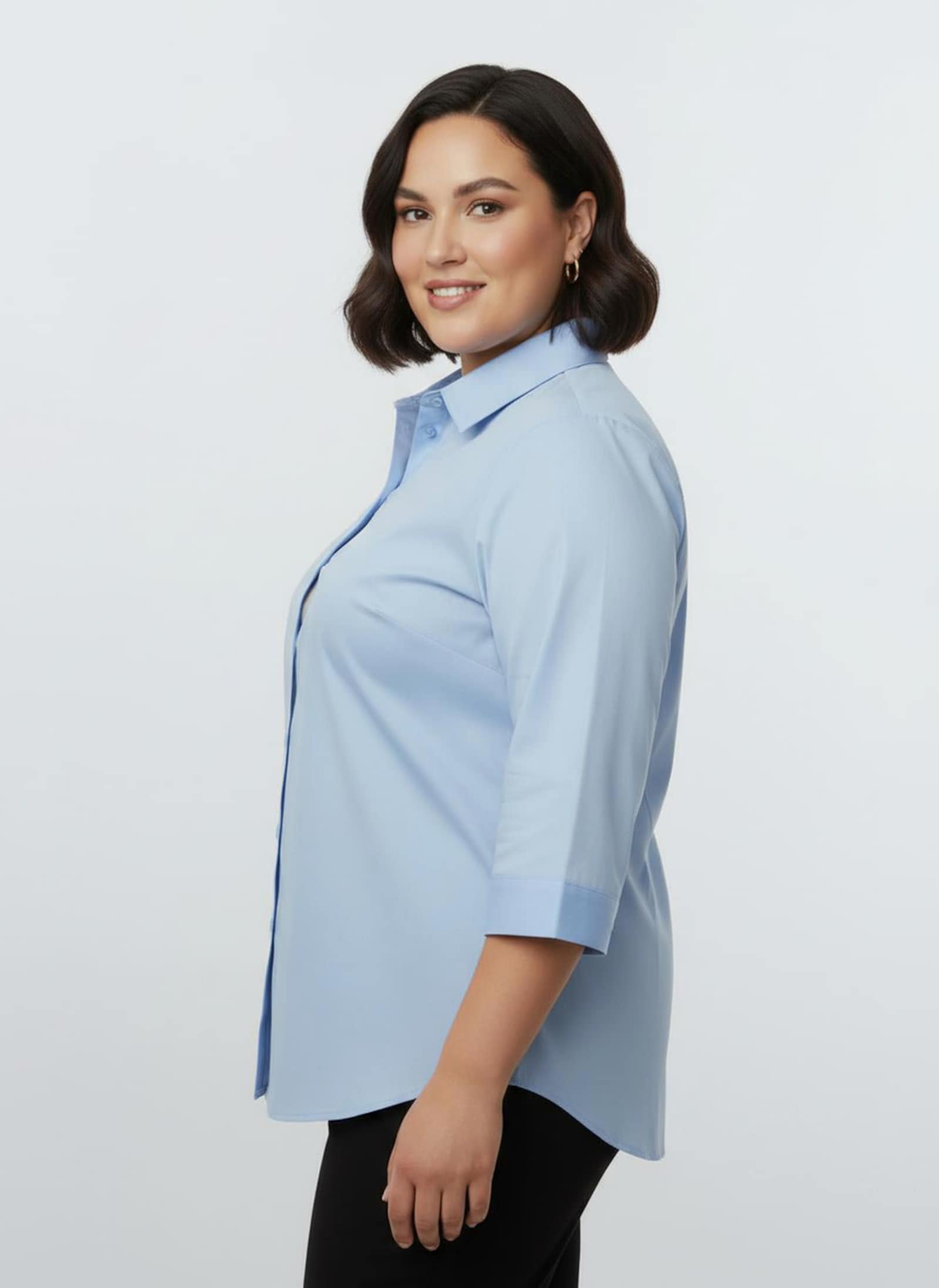 Hemdbluse mit 3/4-Ärmeln - bleu