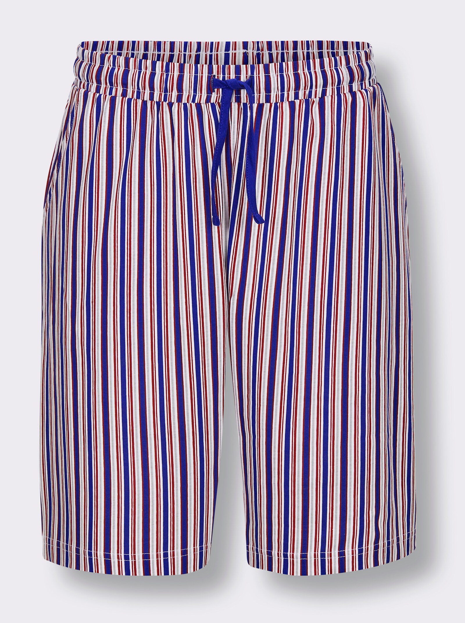 Hose kurz - royalblau-kirsche-gestreift