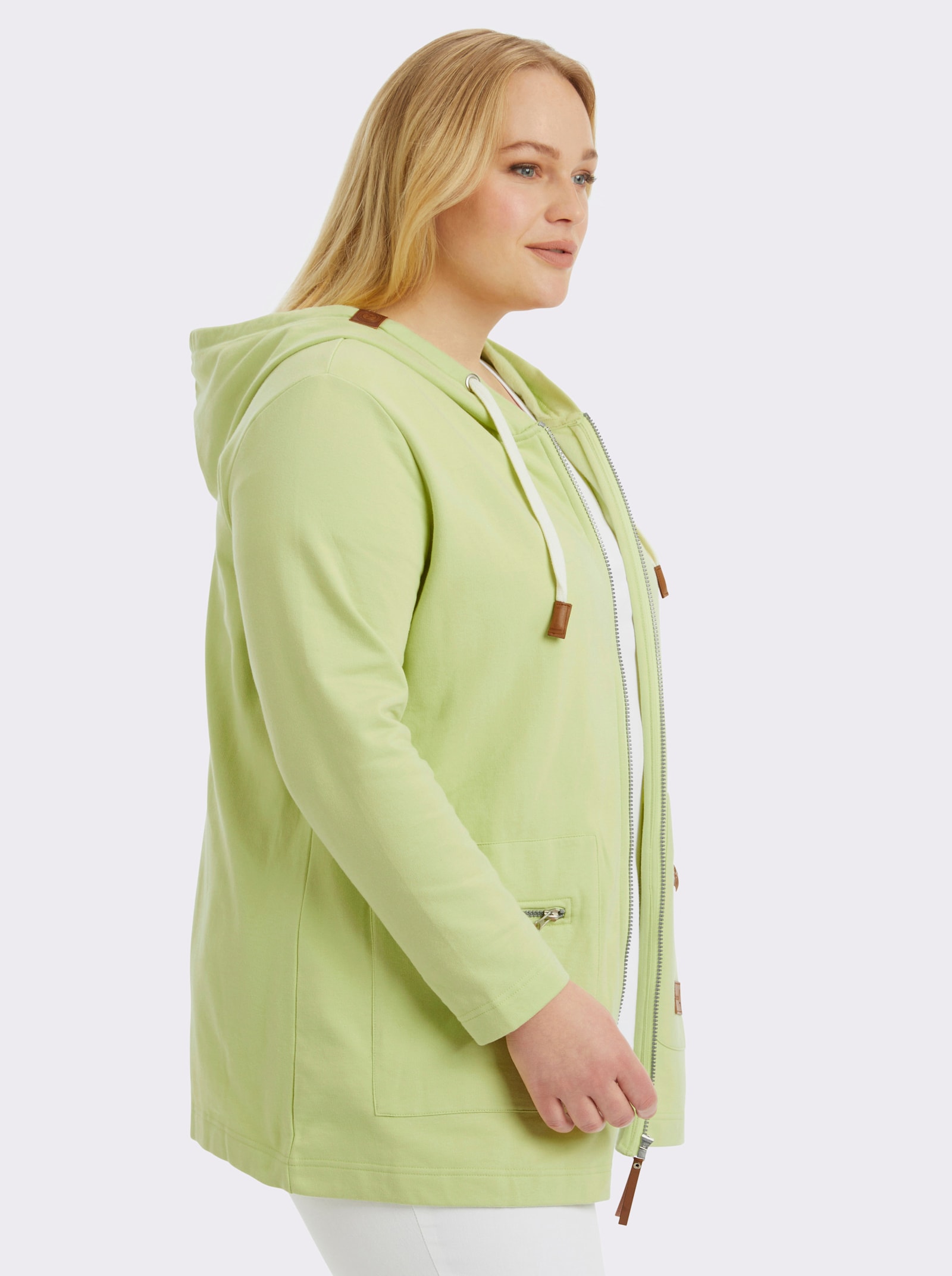 Sweatjacke in Longform - pistazie