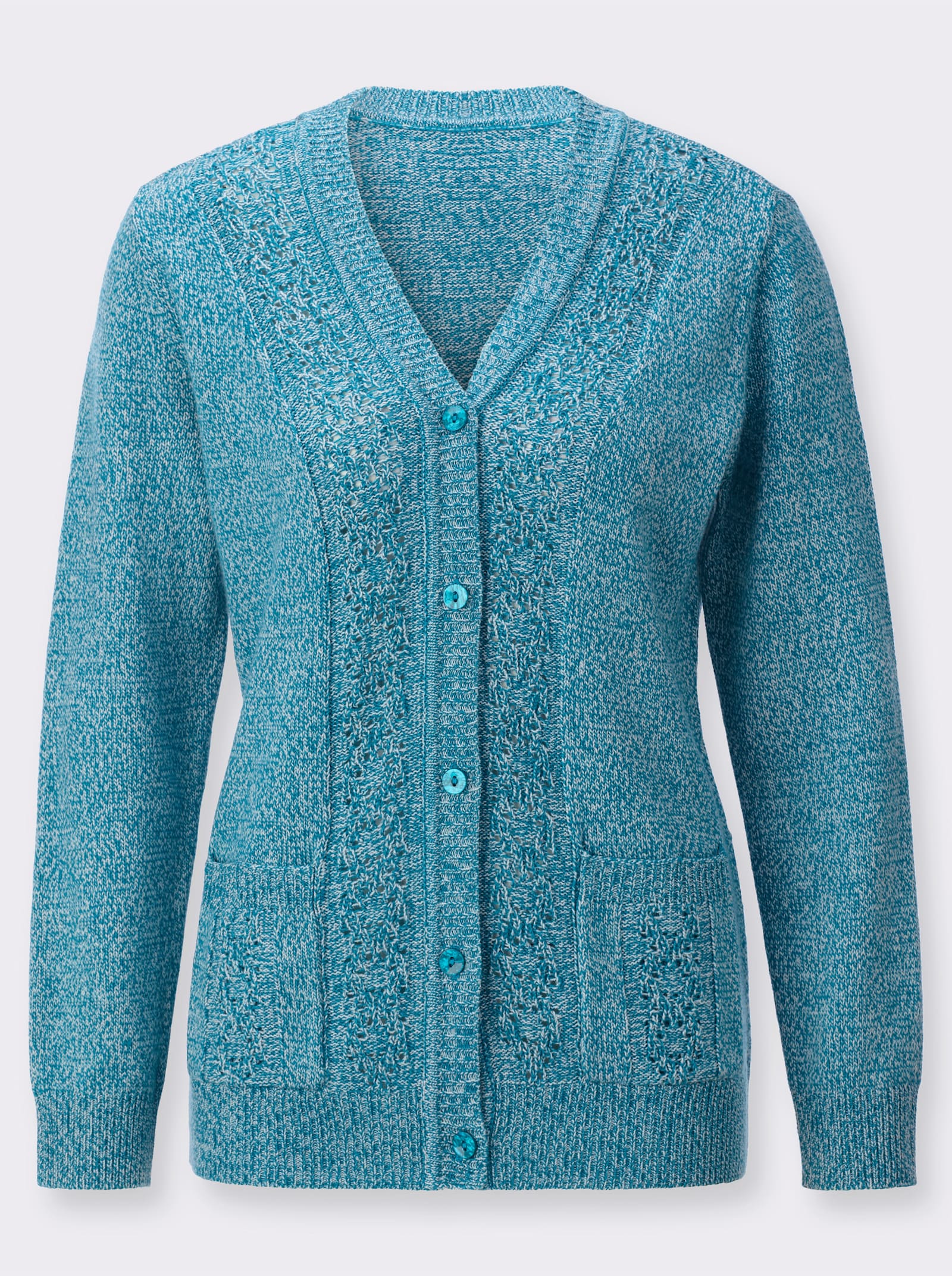 Vest van fluweelzacht materiaal - aquapetrol/ecru gemêleerd