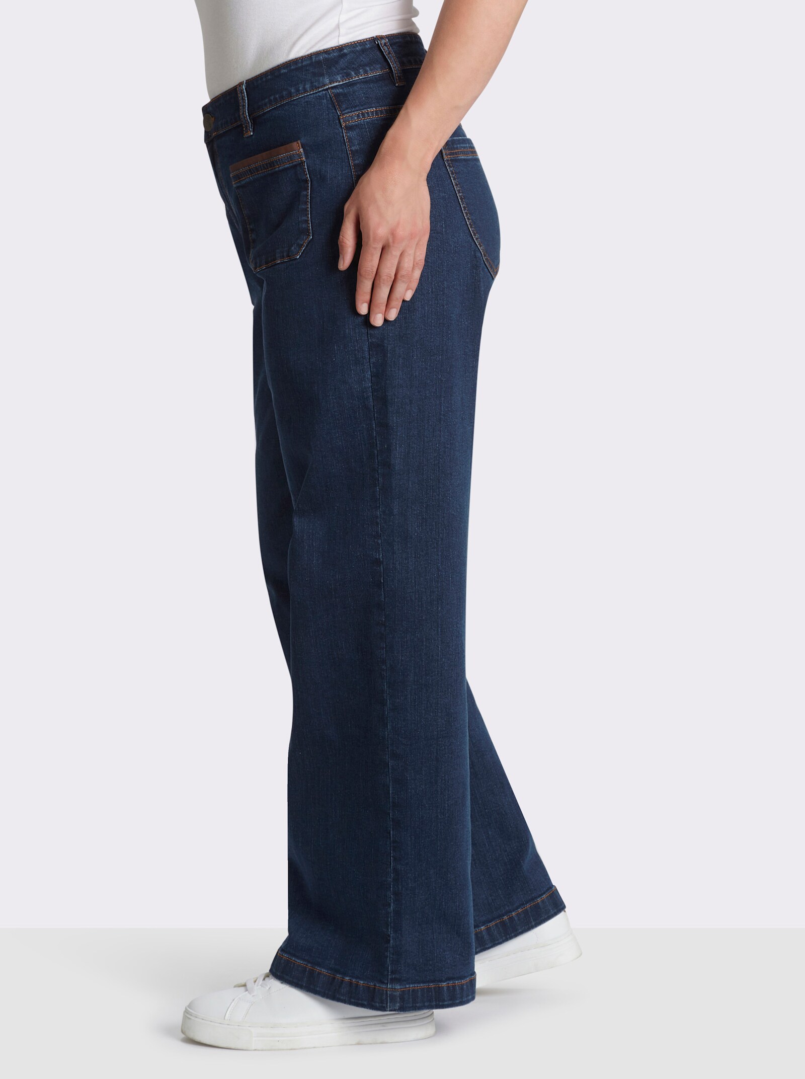 sheego Jeans mit weitem Beinschnitt - blue-stone-washed