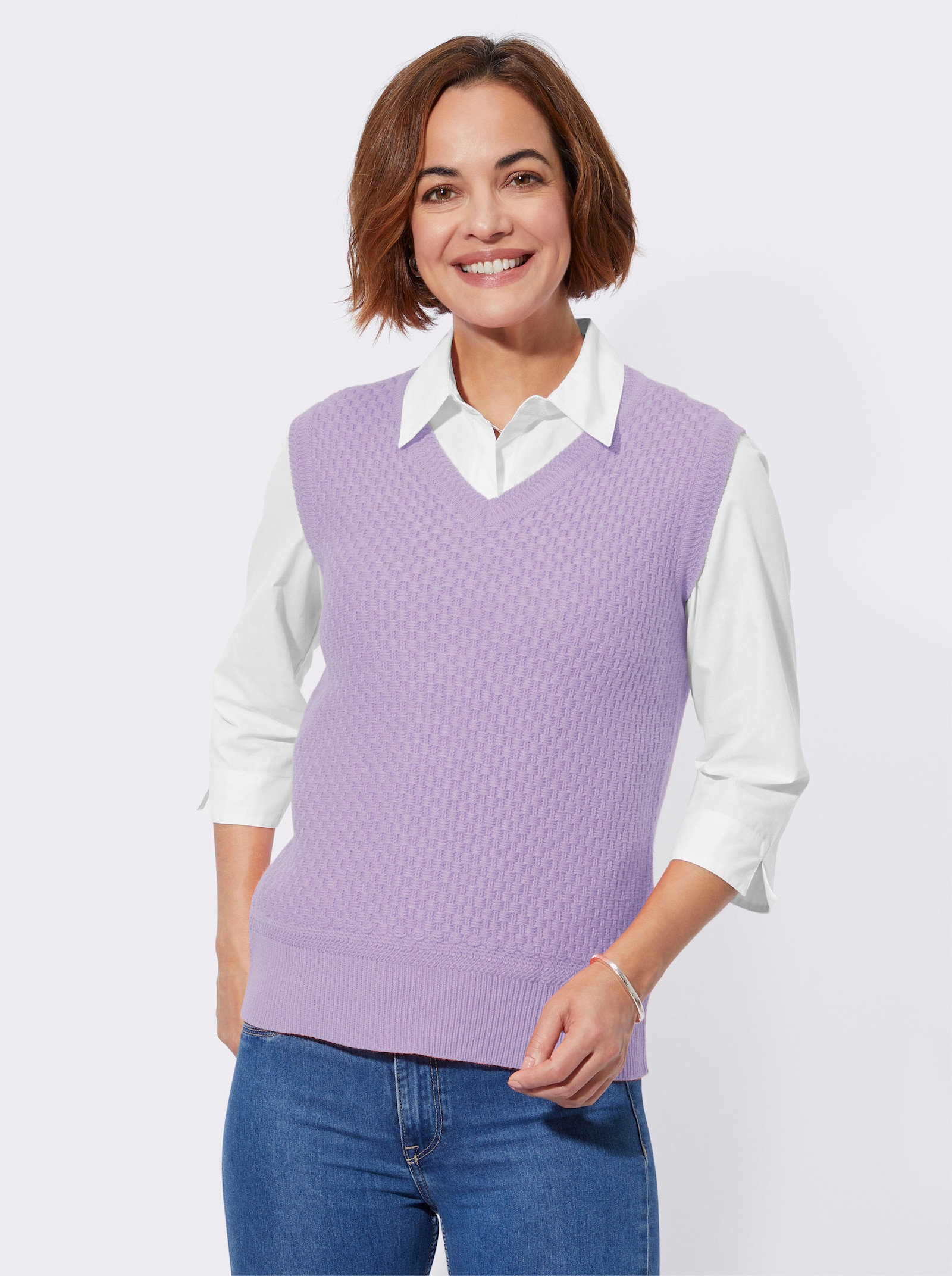 Pullunder in Strickstruktur - flieder