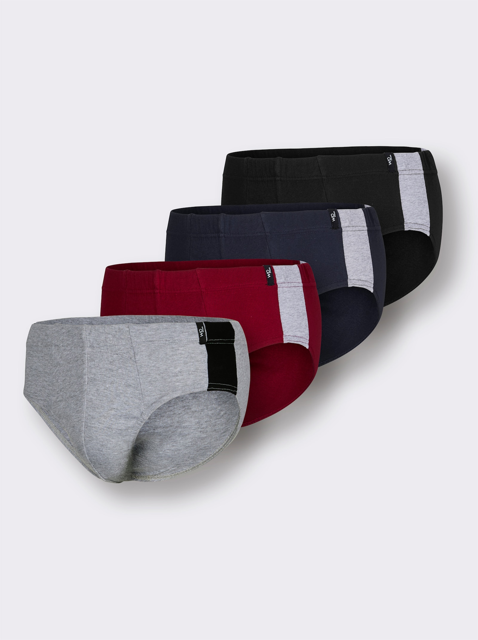 wäschepur men Slip - schwarz + marine + grau-meliert + dunkelrot