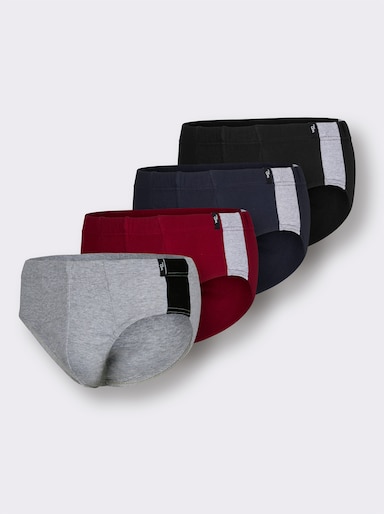 wäschepur men Slip - schwarz + marine + grau-meliert + dunkelrot