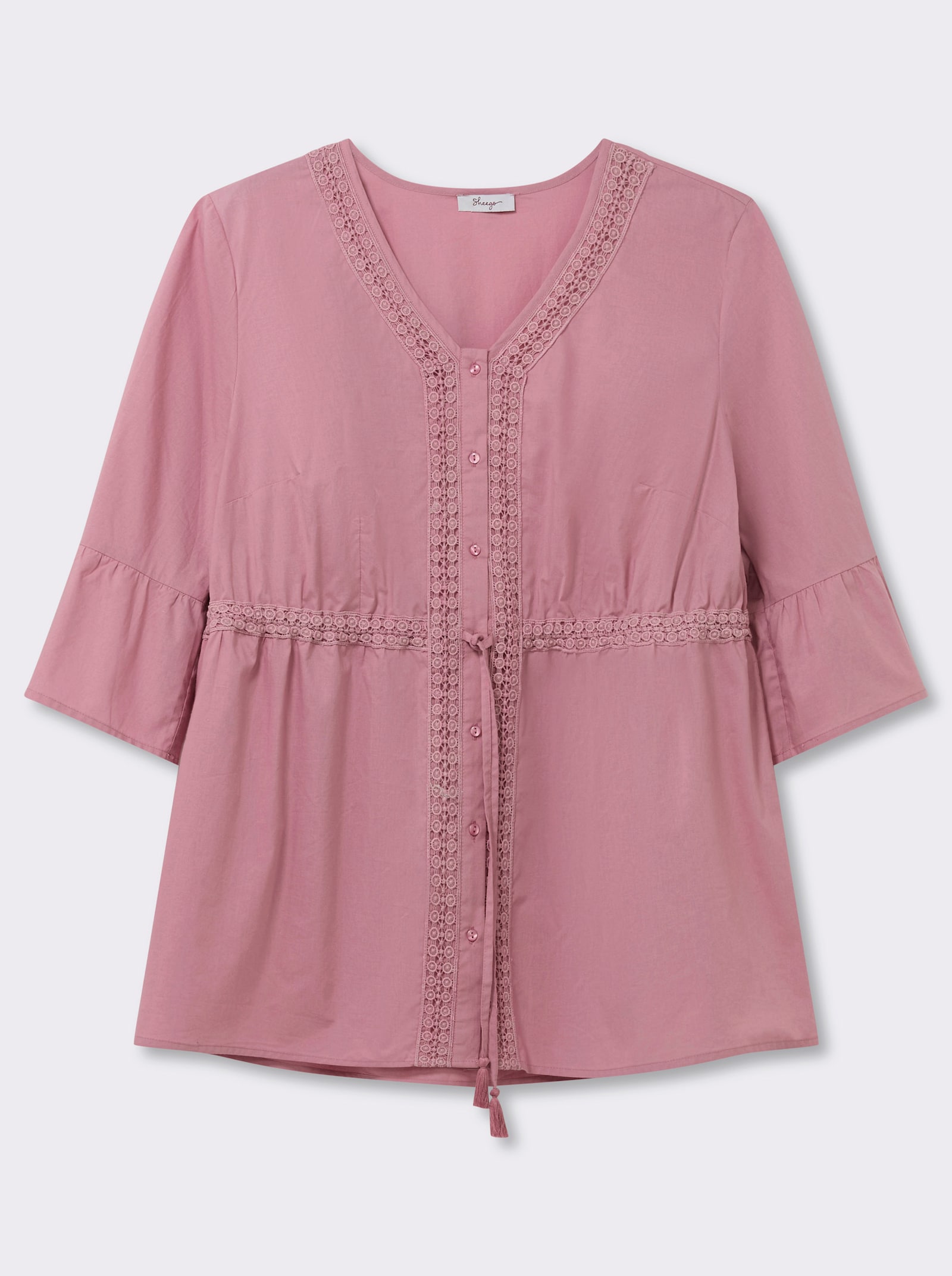sheego Tunika mit Bindebändern - altrosa