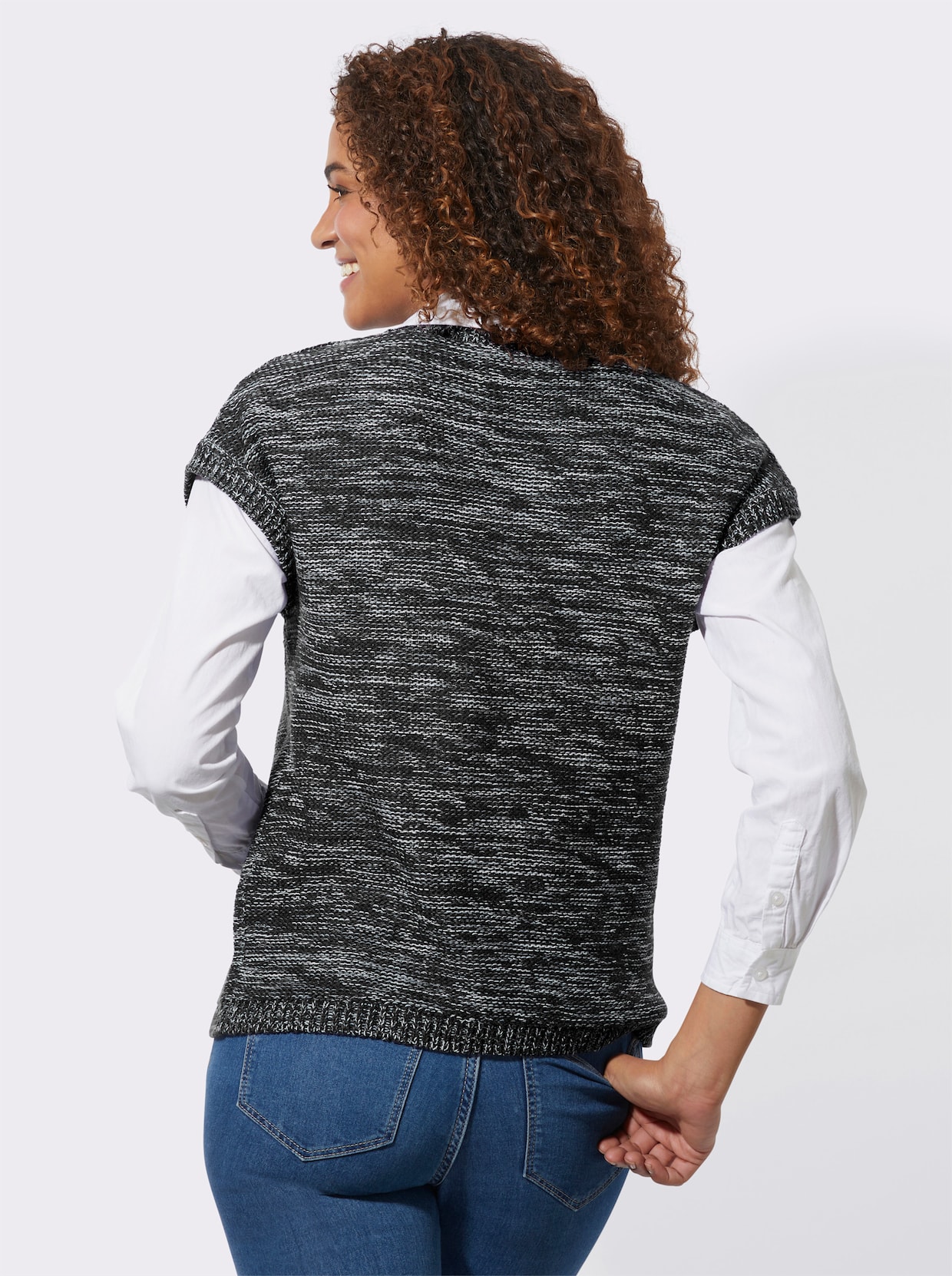 Slip-over - zwart gemêleerd