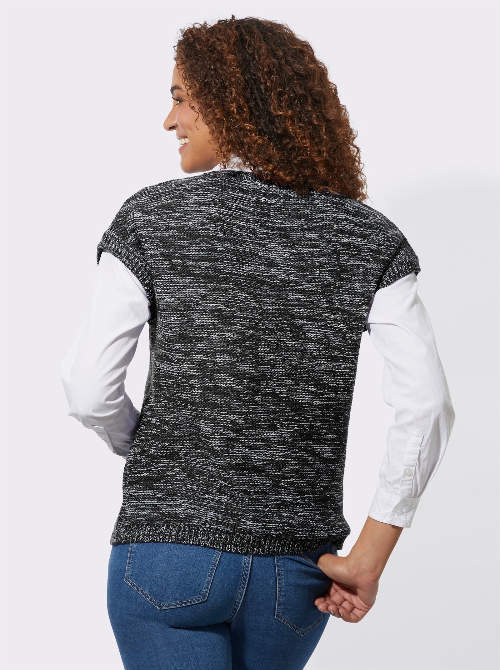 Pullunder in Melange-Optik - schwarz-meliert