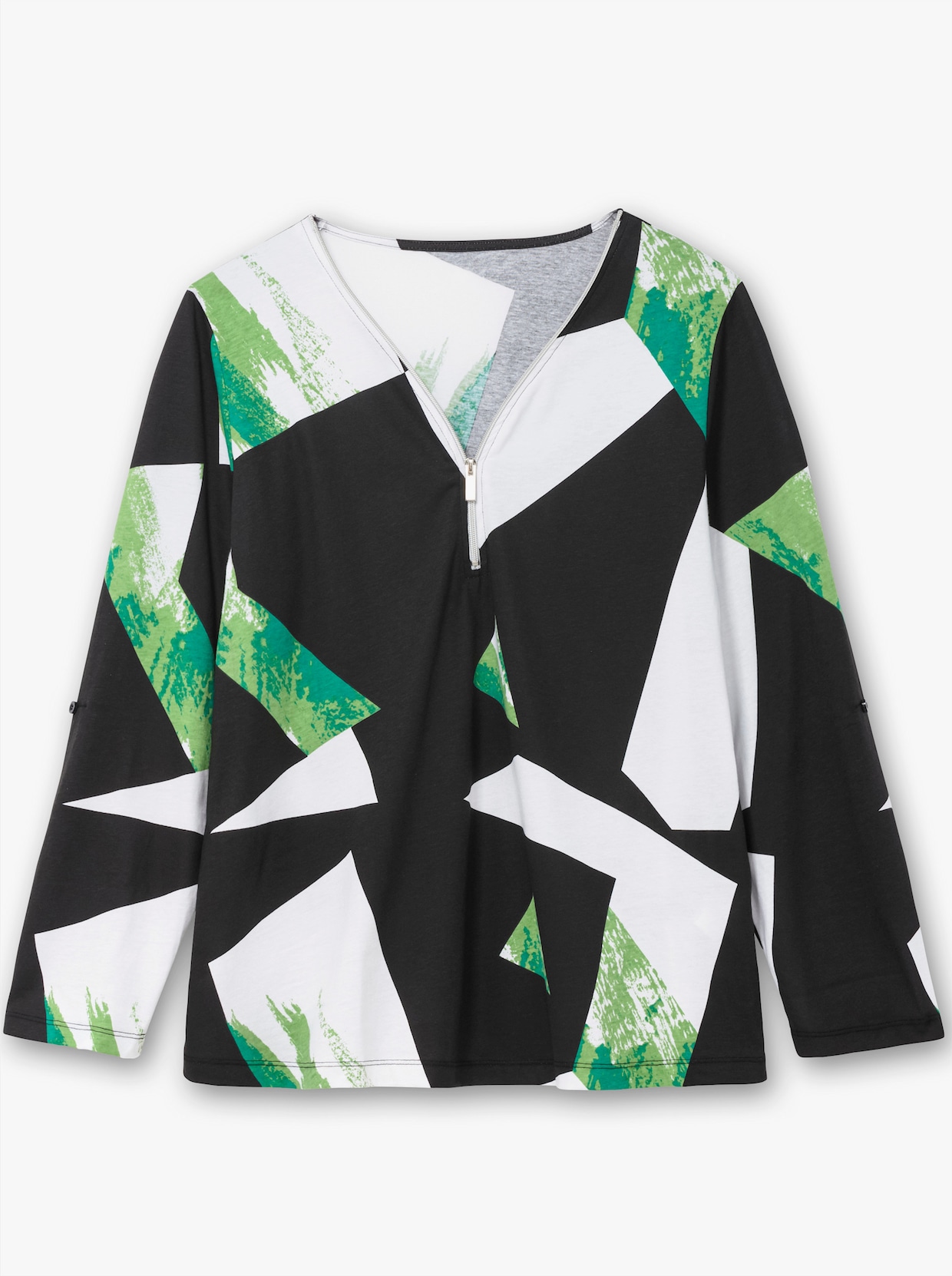 V-Shirt - schwarz-apfel-gemustert