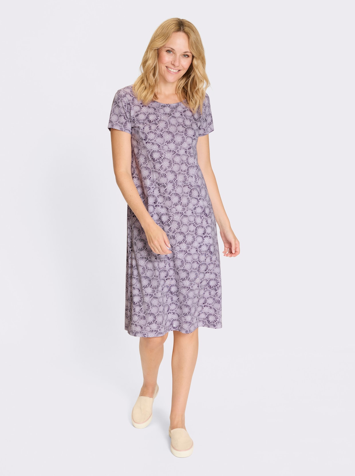 Jerseykleid - flieder-feige-bedruckt