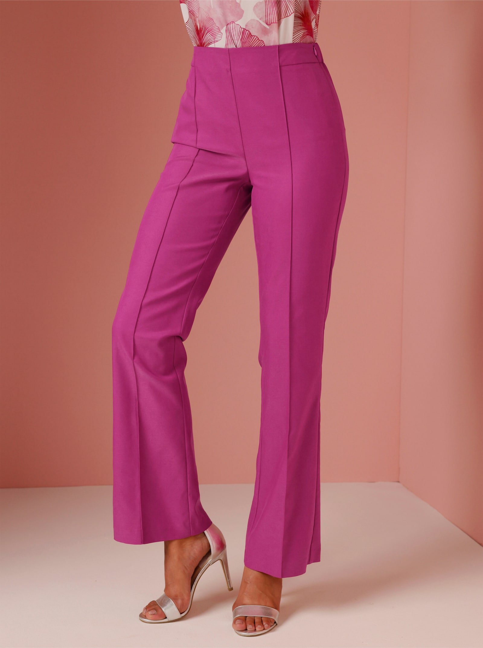 CREATION L PREMIUM Stoffhose mit weitem Bein, Lyocell-Qualität - magenta