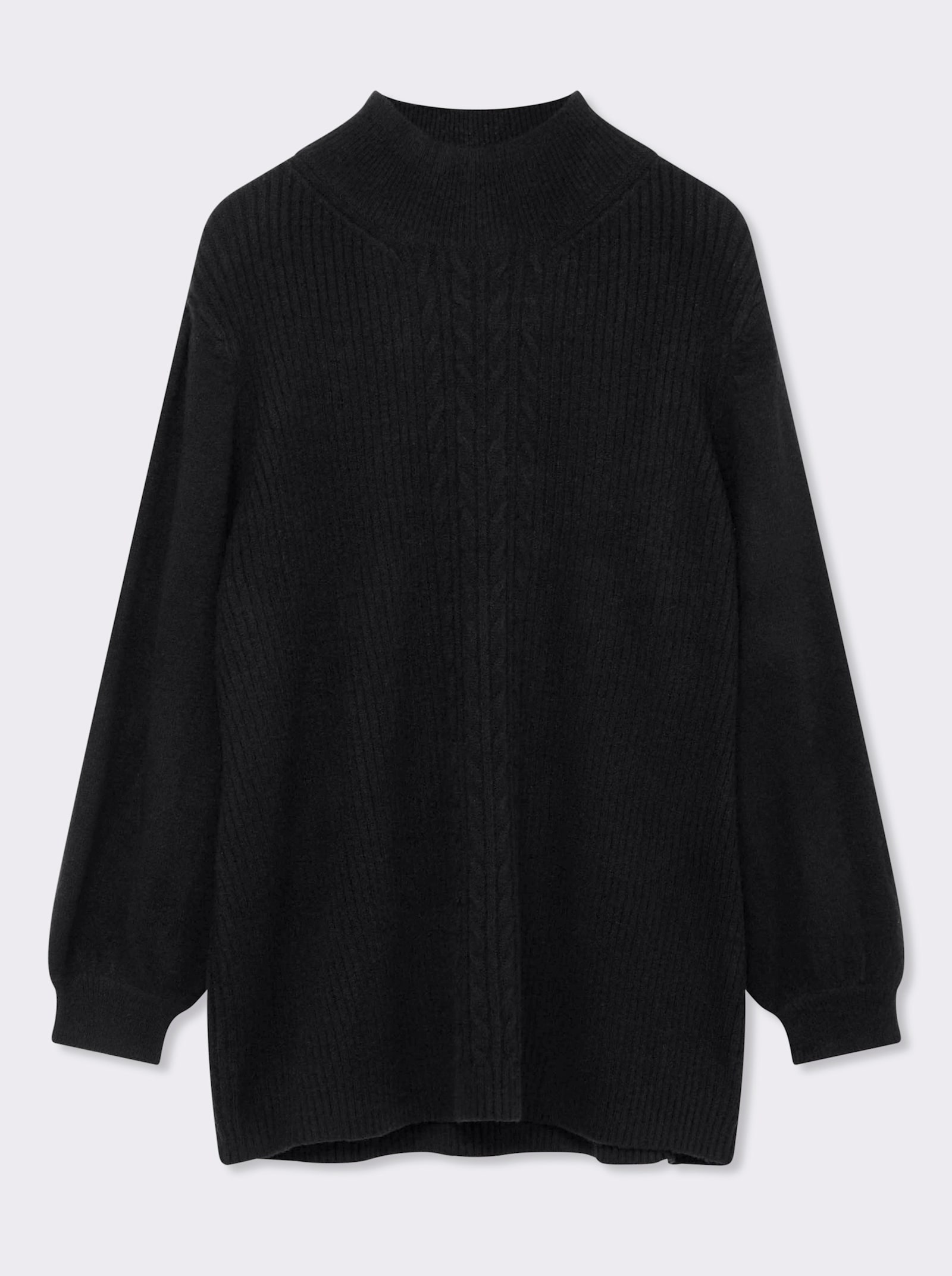 sheego by Joe Browns Stehkragenpullover mit Zopfmuster-Detail - schwarz