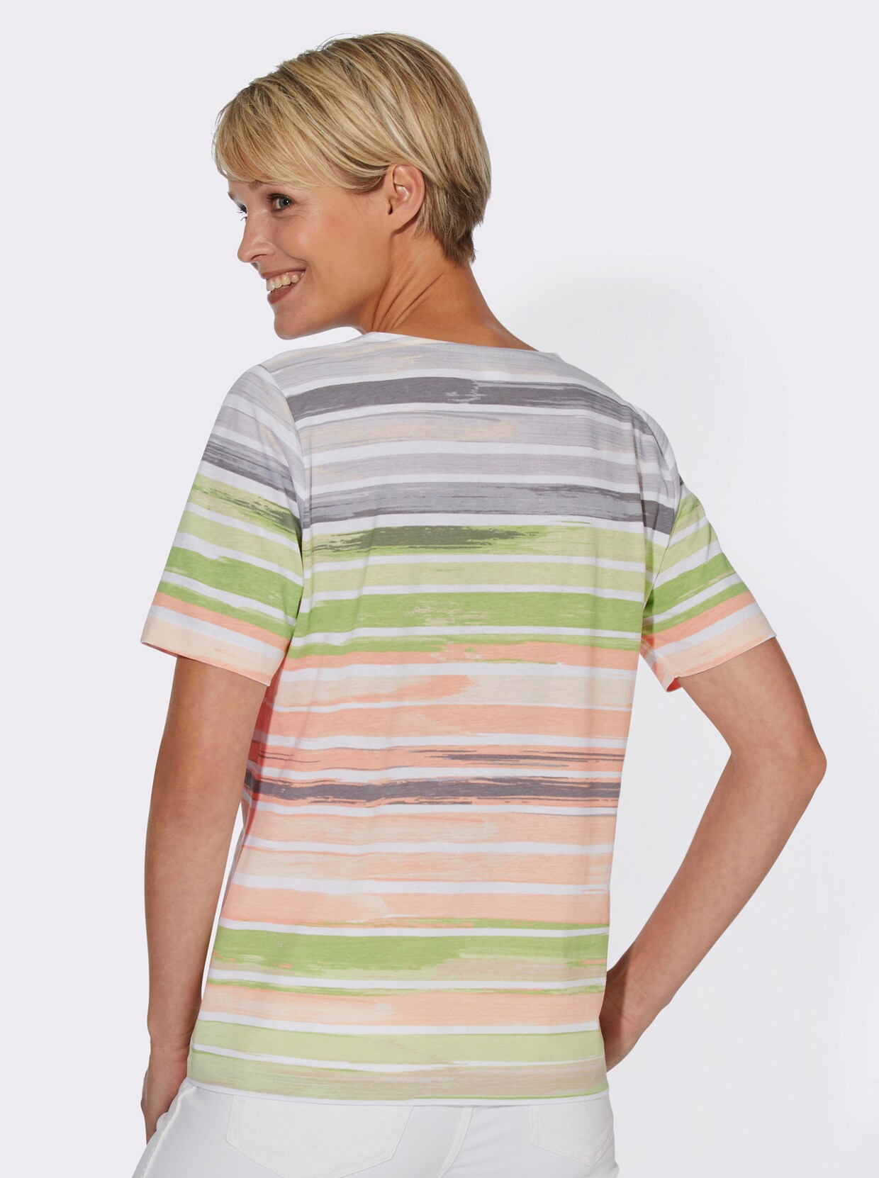 Gestreept shirt - wit/grijs gestreept