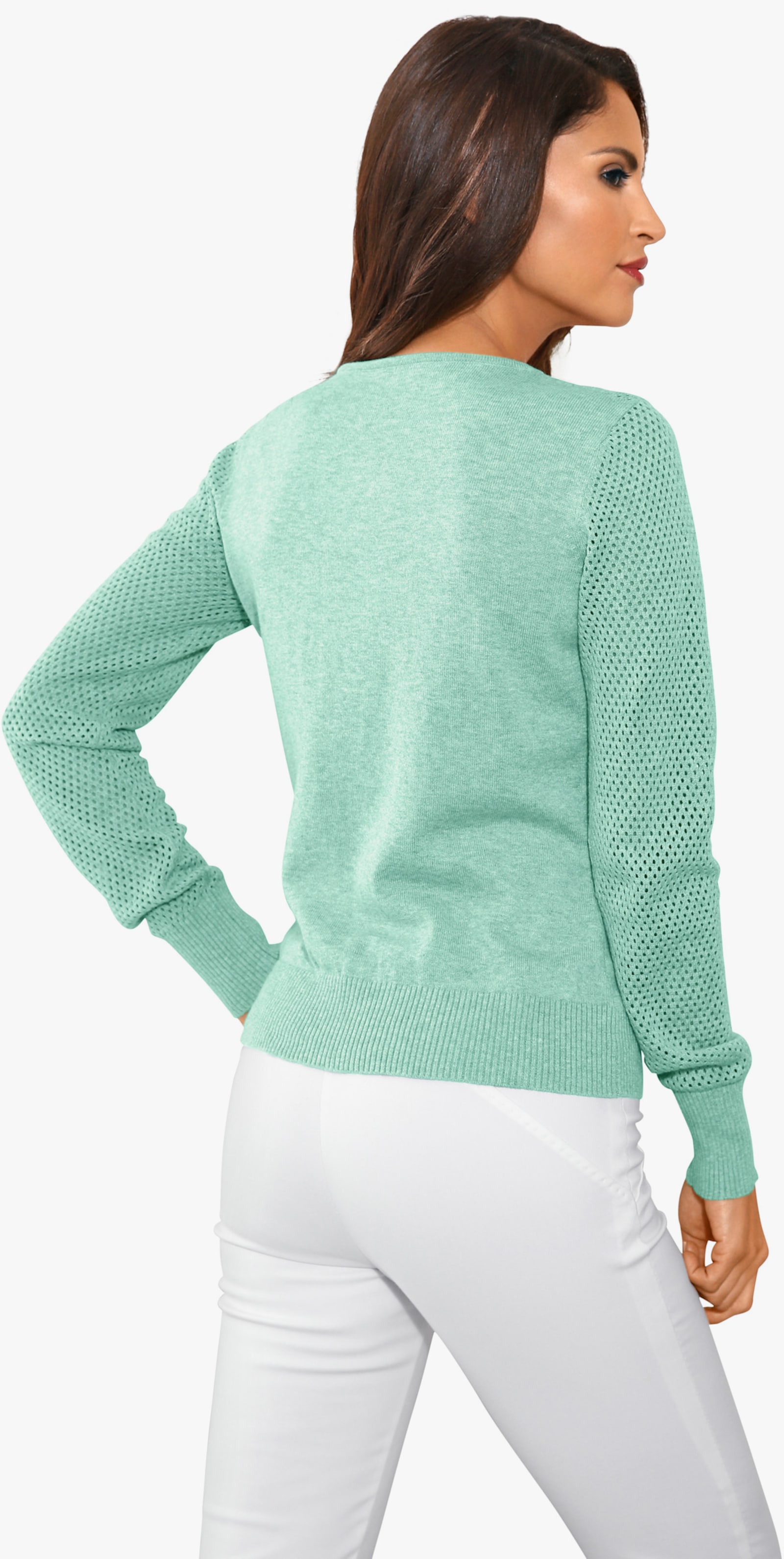 heine Feinstrickjacke mit 2-Wege-Reißverschluss - mint