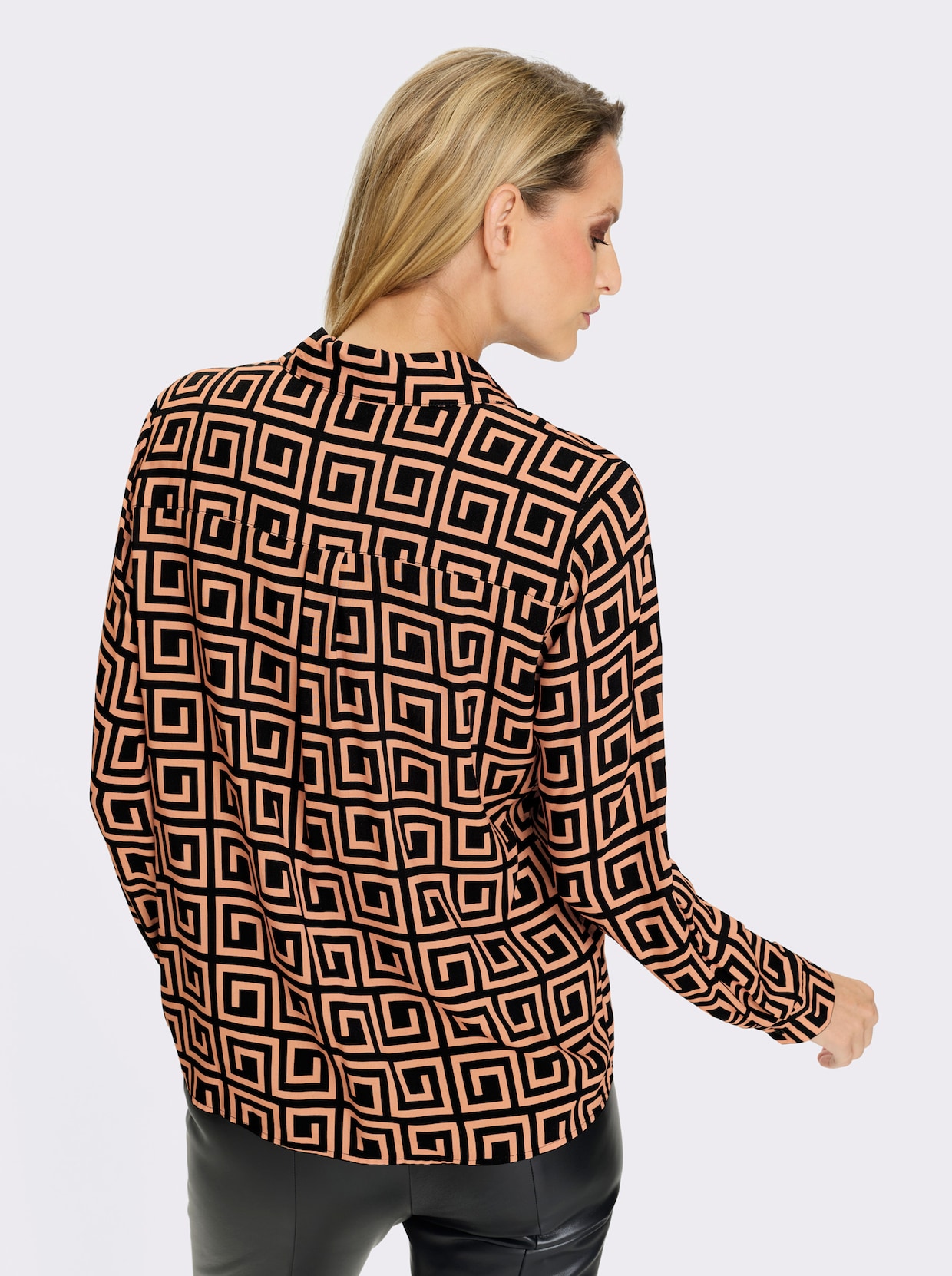 heine Druckbluse - camel-schwarz-bedruckt