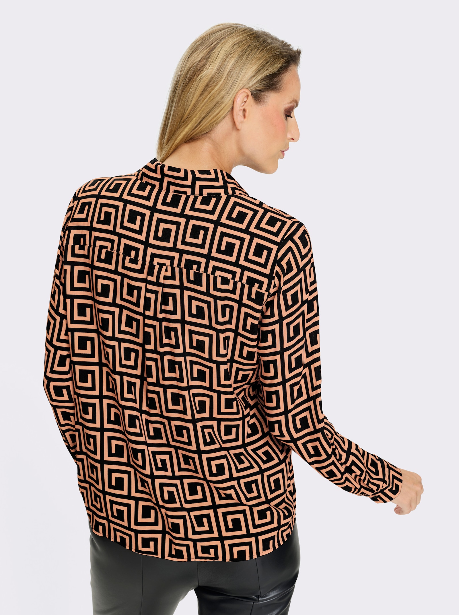 heine Druckbluse mit grafischem Muster - camel-schwarz-bedruckt