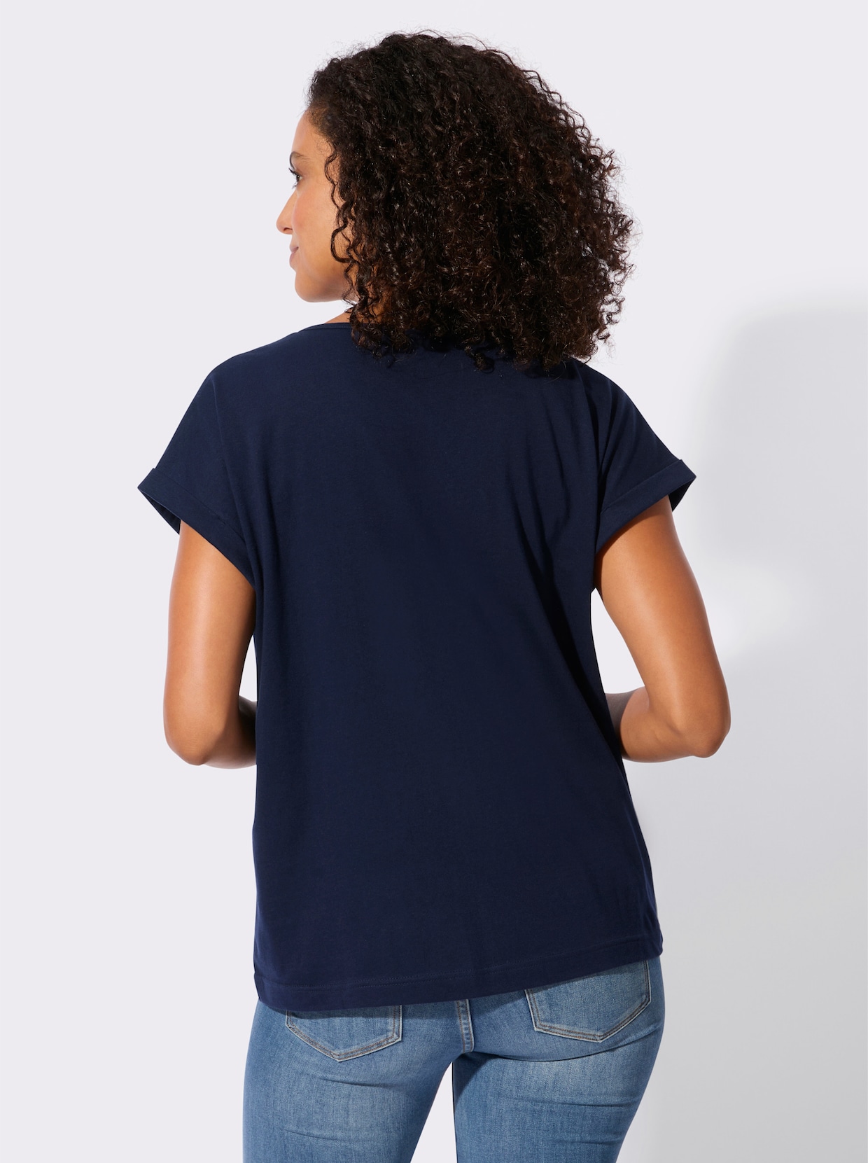 Shirt - marine-ecru-bedruckt