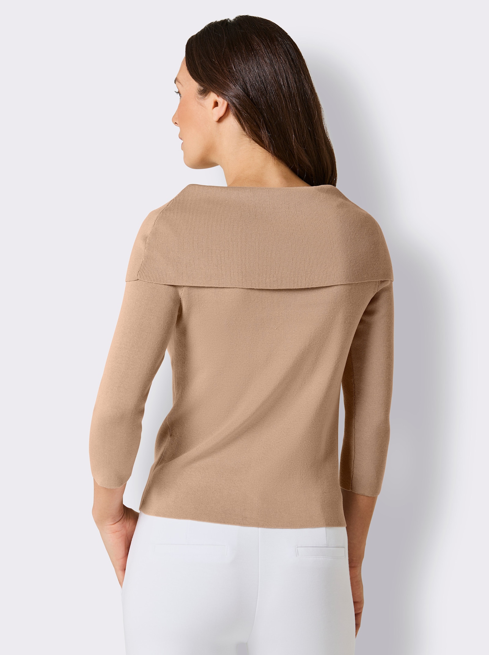 CREATION L PREMIUM Carmenpullover im hochwertigen Seiden-Mix - beige