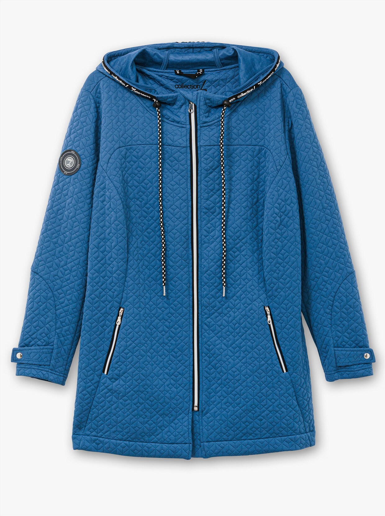 Shirtjacke in strukturierter Qualität, kontrastfarbene Details - jeansblau