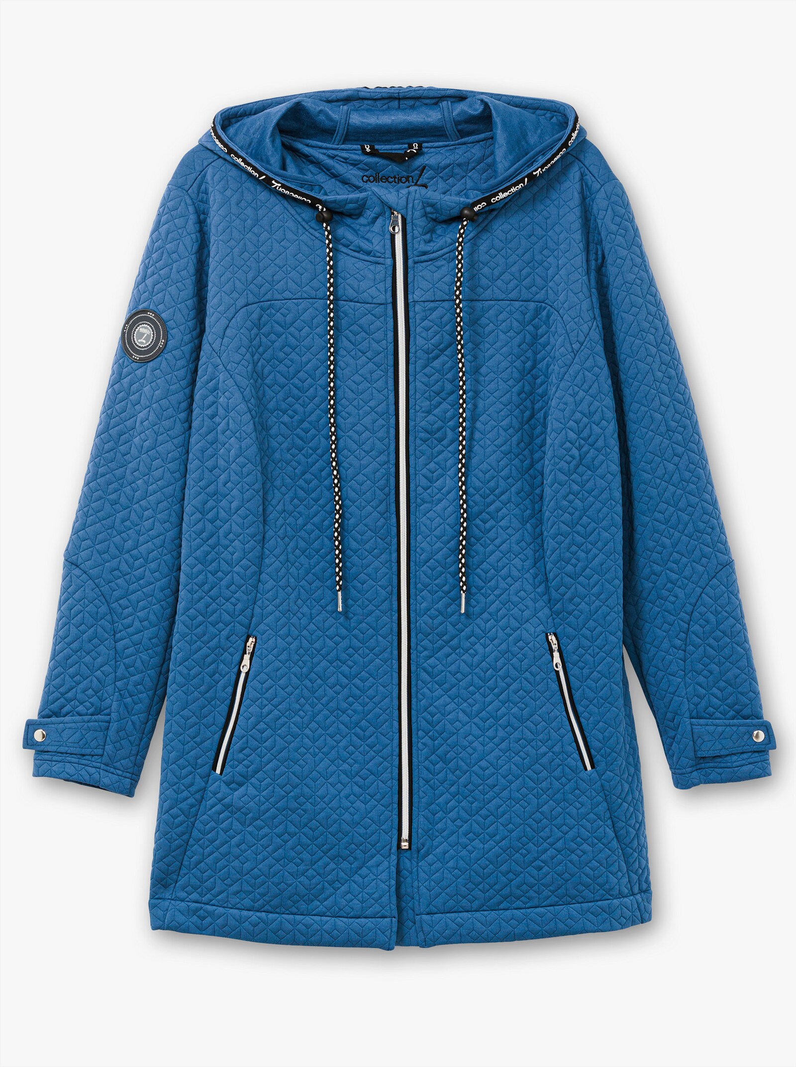 Shirtjacke in strukturierter Qualität, kontrastfarbene Details - jeansblau