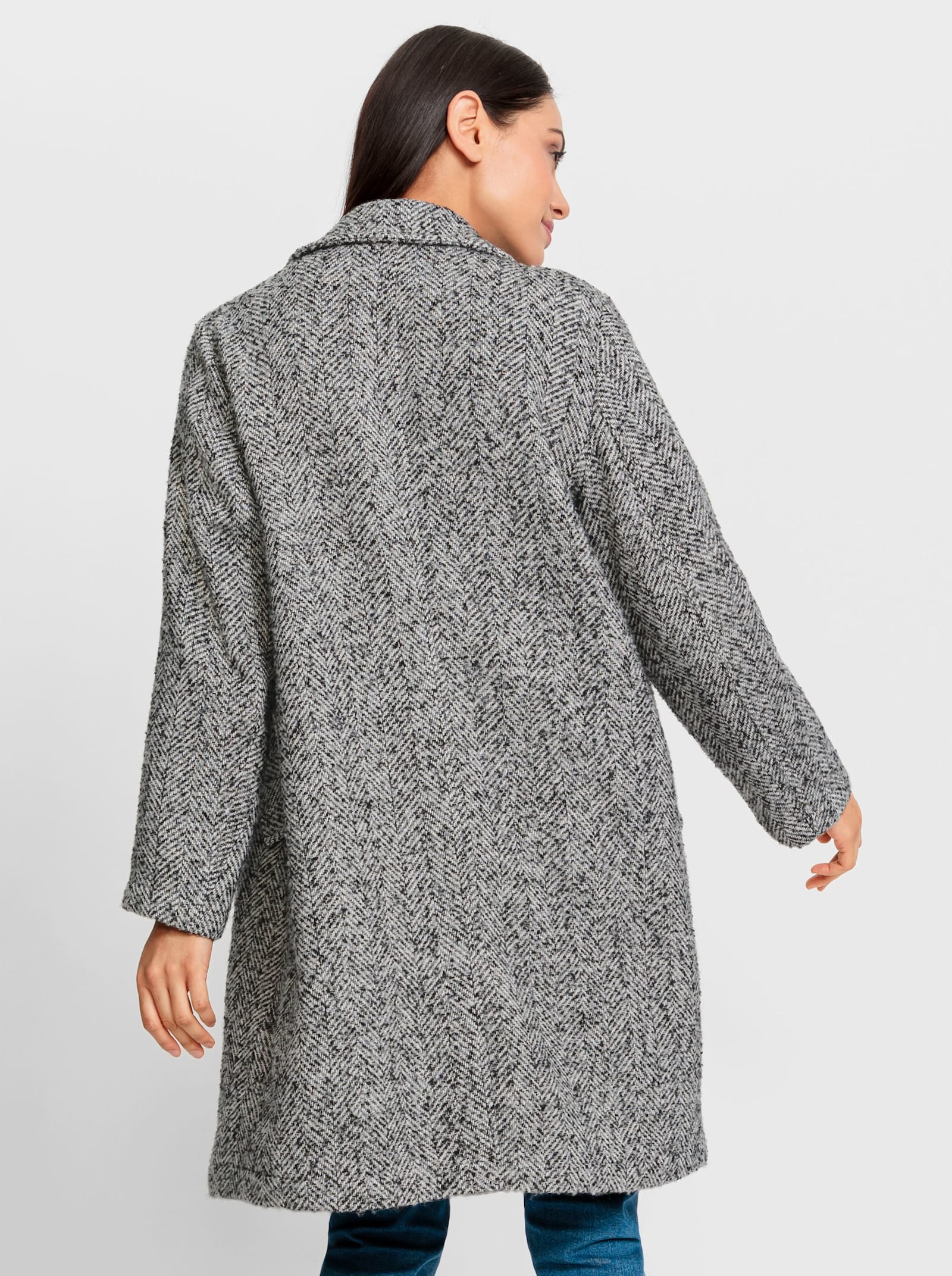 heine Kurzmantel mit Steppweste, einzeln tragbar - schwarz-weiß-gemustert