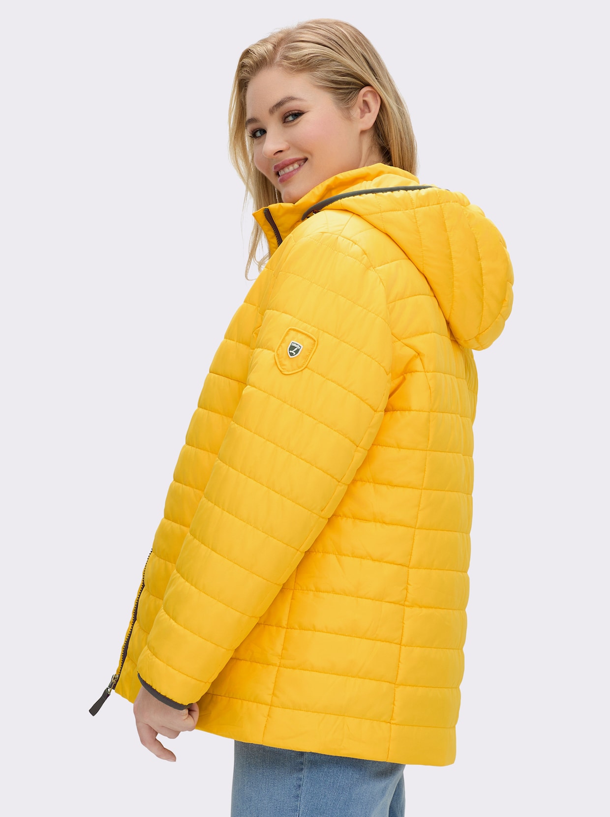 Steppjacke mit kontrastfarbenen Akzenten - gelb