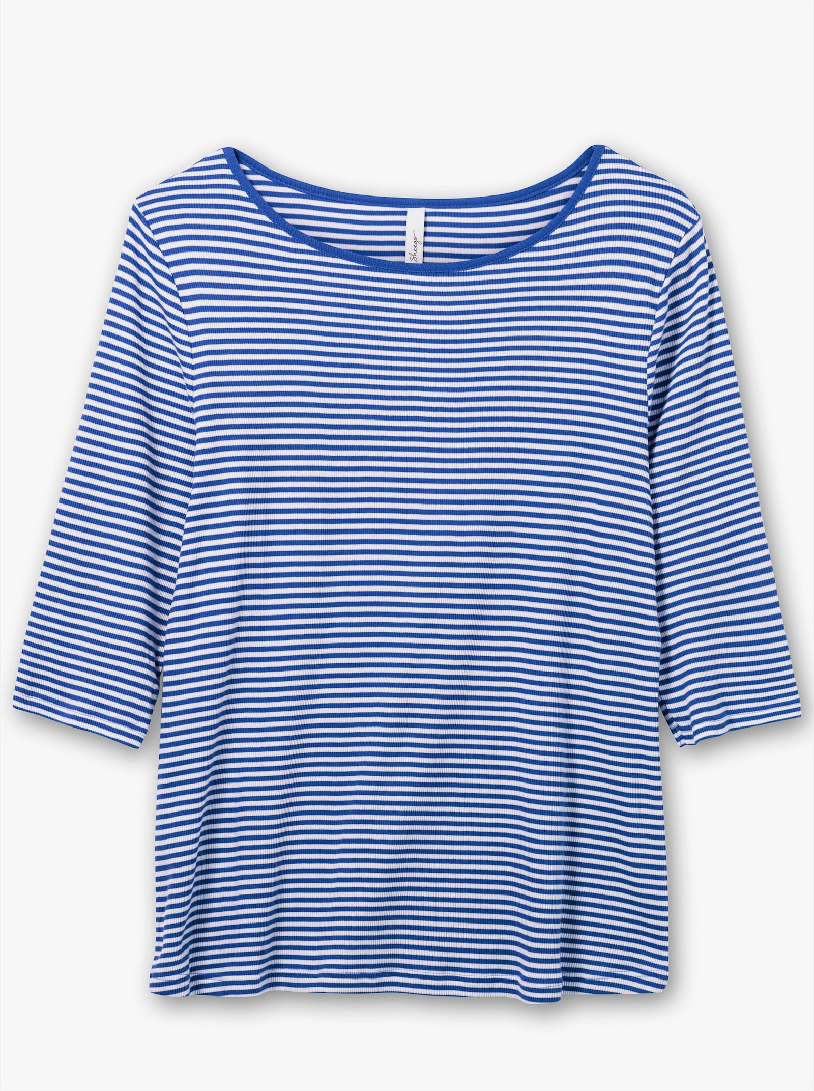 sheego Streepjesshirt met 3/4-mouwen - koningsblauw