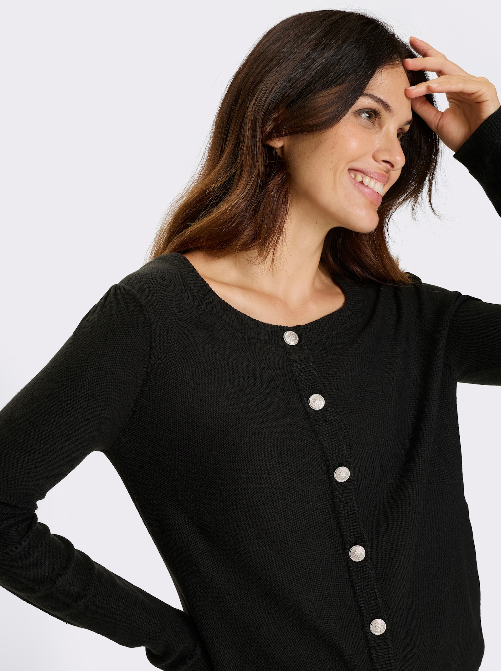 Pletený kabátek s krojovými knoflíky - černá