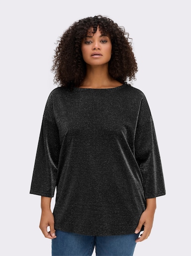 sheego Sweatshirt aus Glitzergarn - schwarz