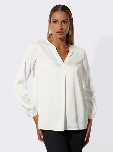 Langarm-Bluse in Satin-Qualität - ecru